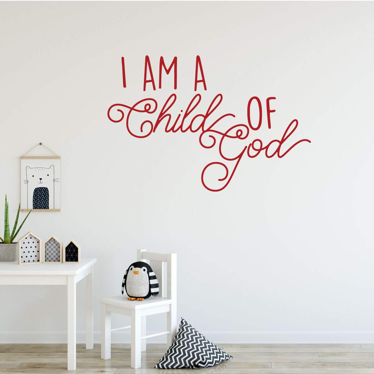 I Am a Child of God Vinyl Wall Decal - Inspirational Christian Home Decor for Playroom, Nursery, Kids Bedroom & Church - Perfect for Sunday School, Baptism Gifts & Faith-Based Room Decor