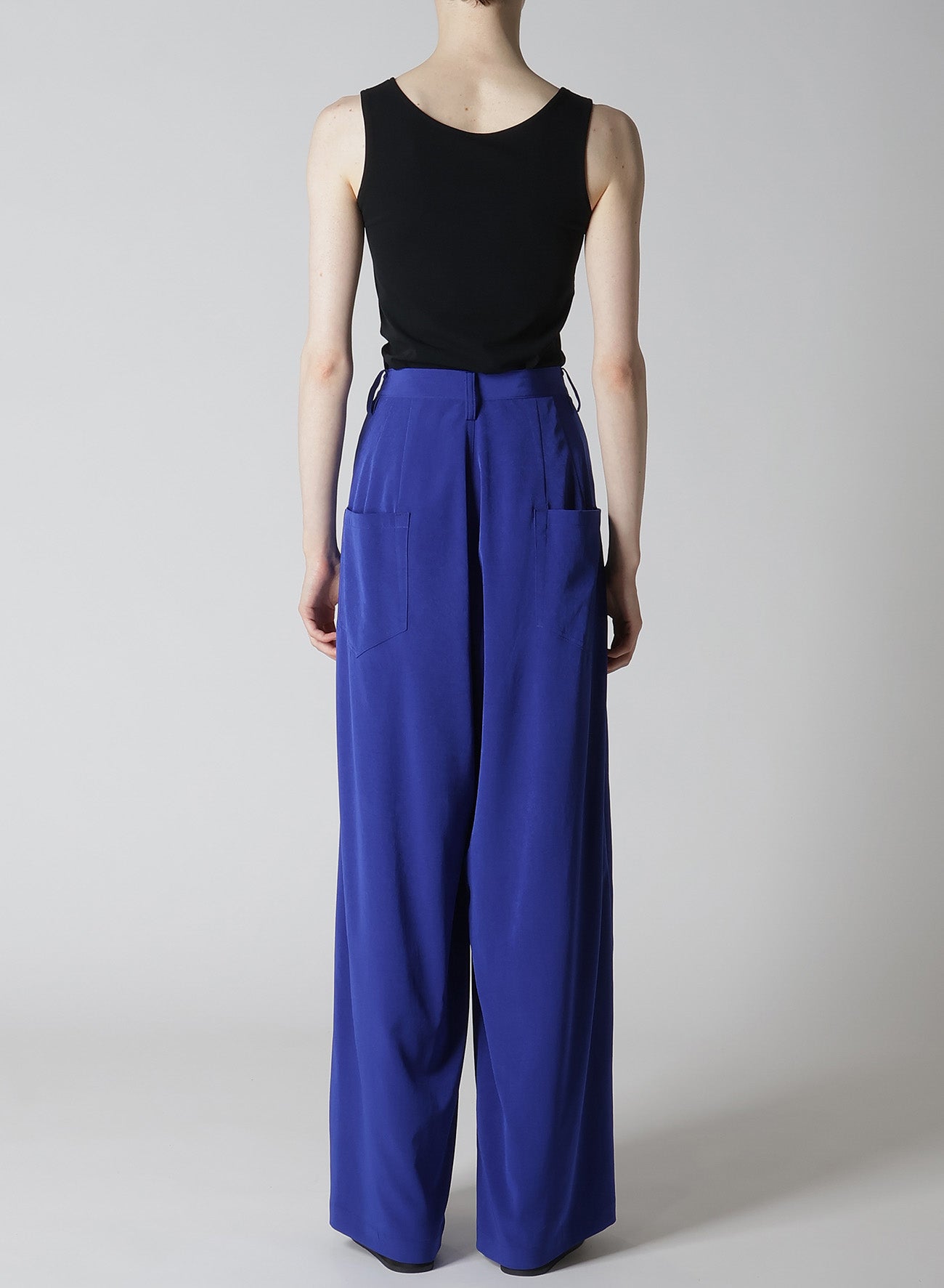 CREPE de CHINE DOUBLE TUCKED WIDE PANTS for Women - High Waist Flowy Palazzo Pants for Office, Travel & Casual Wear