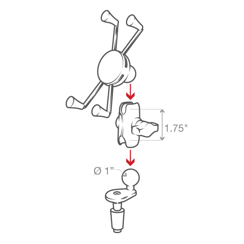 RAM Fork Stem Mount with Double Arm & Universal RAM X Grip Phone Holder - Compatible with Smartphones, GPS & Tablets - Perfect for Motorcycles, Bikes & ATVs (RAM B 176 A UN10U)