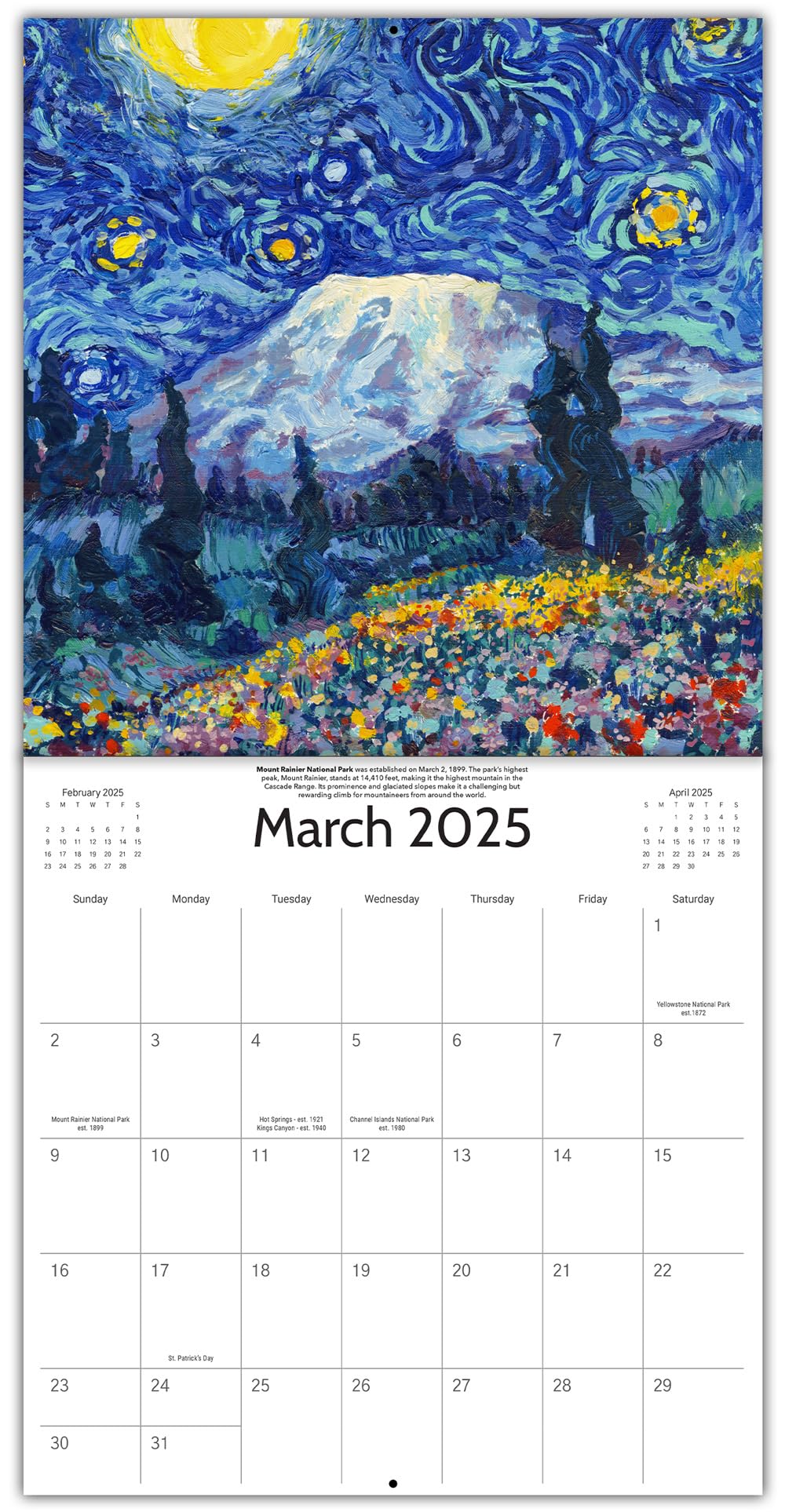 Starry Night National Park Wall Calendar 2025 - 12