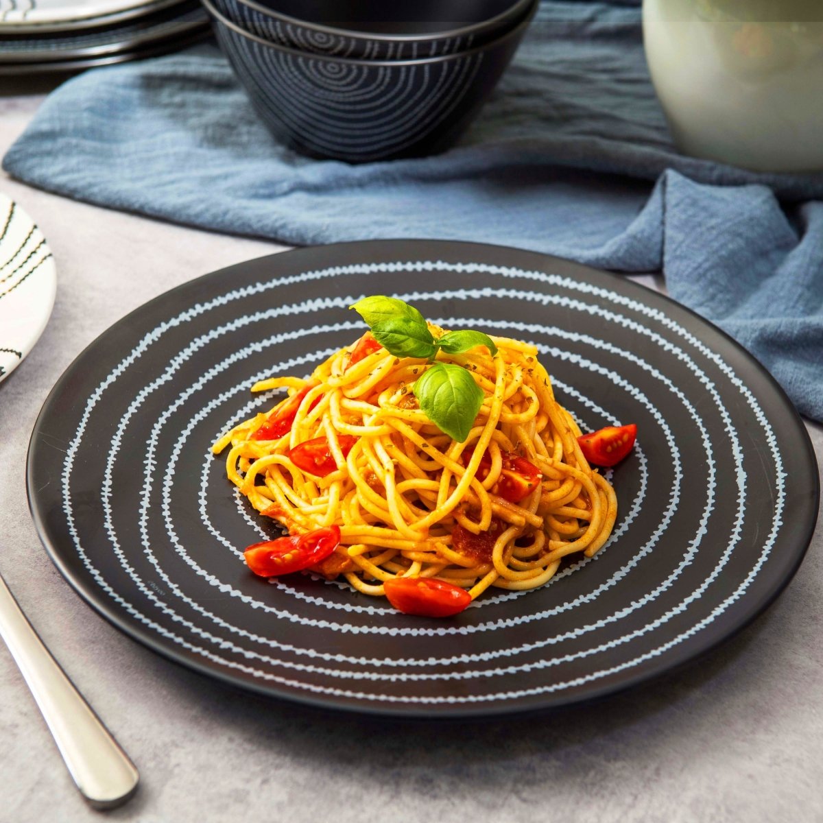 12-Piece Black Planet Melamine Dinnerware Set - Plates & Bowls for Outdoor Picnics, Camping, and Durable Everyday Use