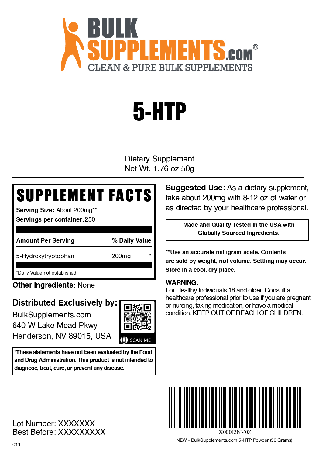 Premium 5-HTP (5-Hydroxytryptophan) Powder Supplement - 100% Pure & Vegan - Supports Mood, Sleep & Stress Relief - Natural Serotonin Booster - Perfect for Relaxation, Anxiety Management & Better Sleep