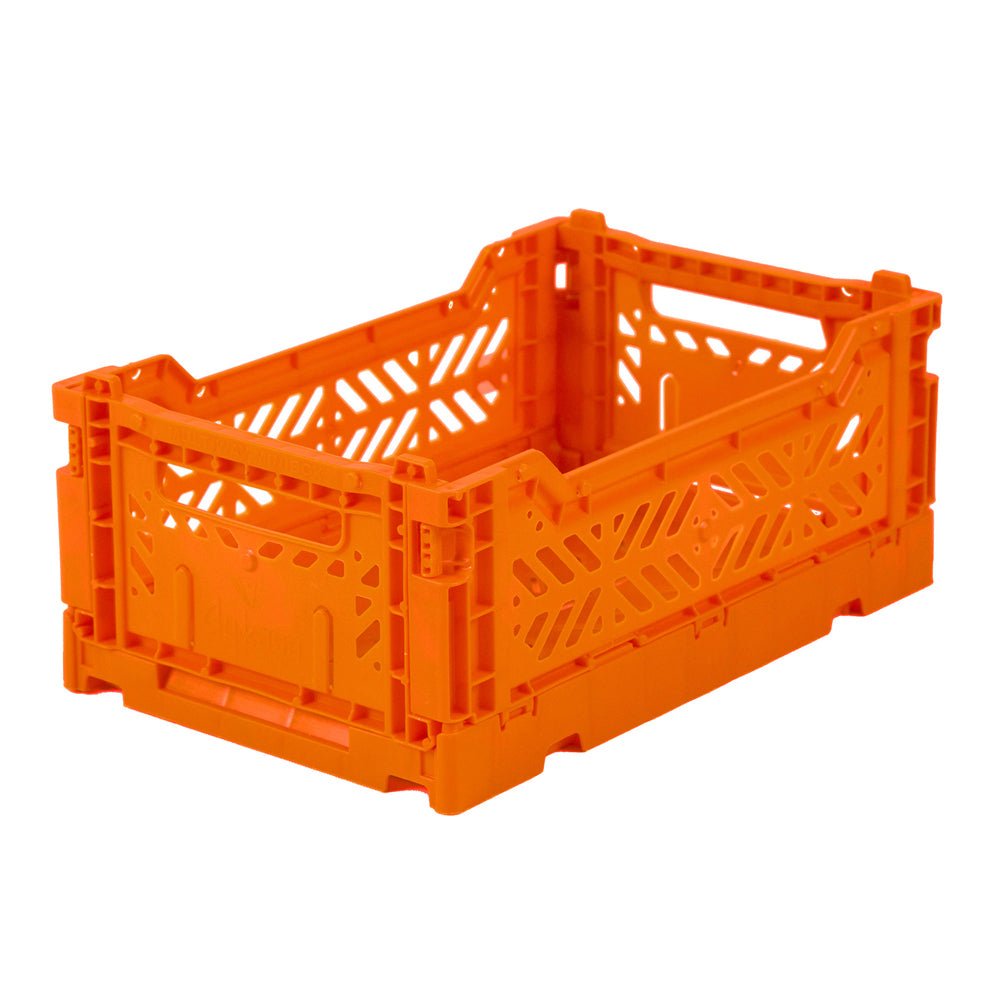 AyKasa Collapsible Storage Crate - Durable Plastic Foldable Bin for Home, Office & Garage Organization - Orange - Perfect for Organizing Toys, Books & Supplies