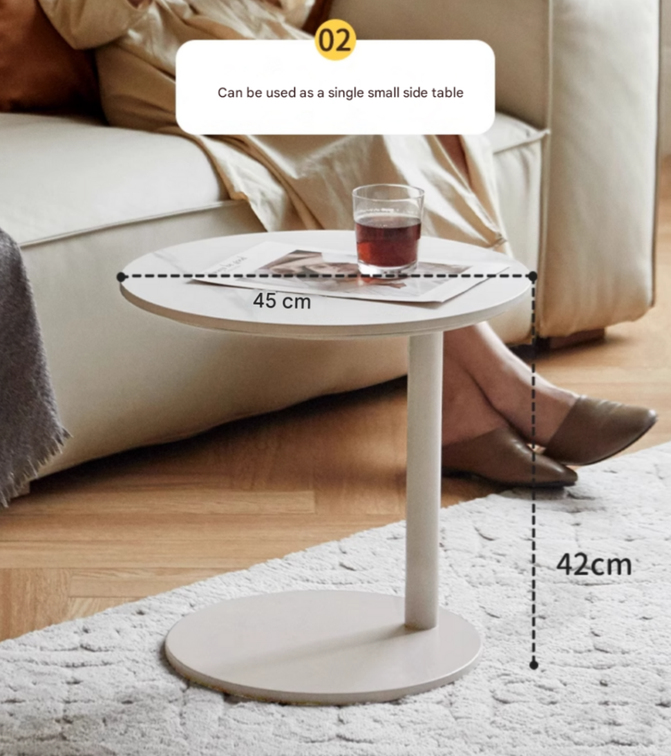 Birch Solid Wood Cream Style Rock Plate Coffee Table - Modern Scandinavian Living Room Furniture for Small Spaces, Home Decor, and Cozy Gatherings