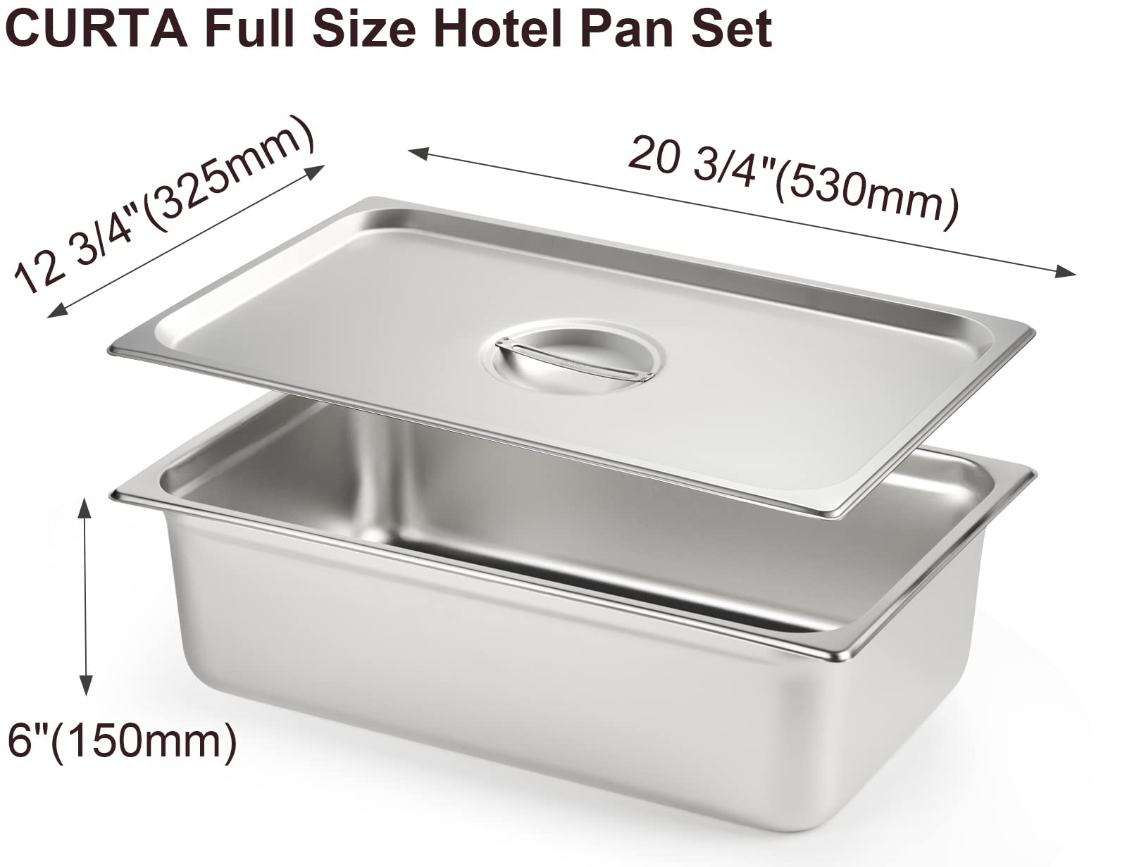 6-Pack Commercial Grade 18/8 Stainless Steel Anti-Jam Hotel Pans with Lids - 6 Inch Deep NSF Certified Food Pans for Buffet, Catering & Restaurant Steam Tables - Perfect for Banquets, Food Service & Commercial Kitchens