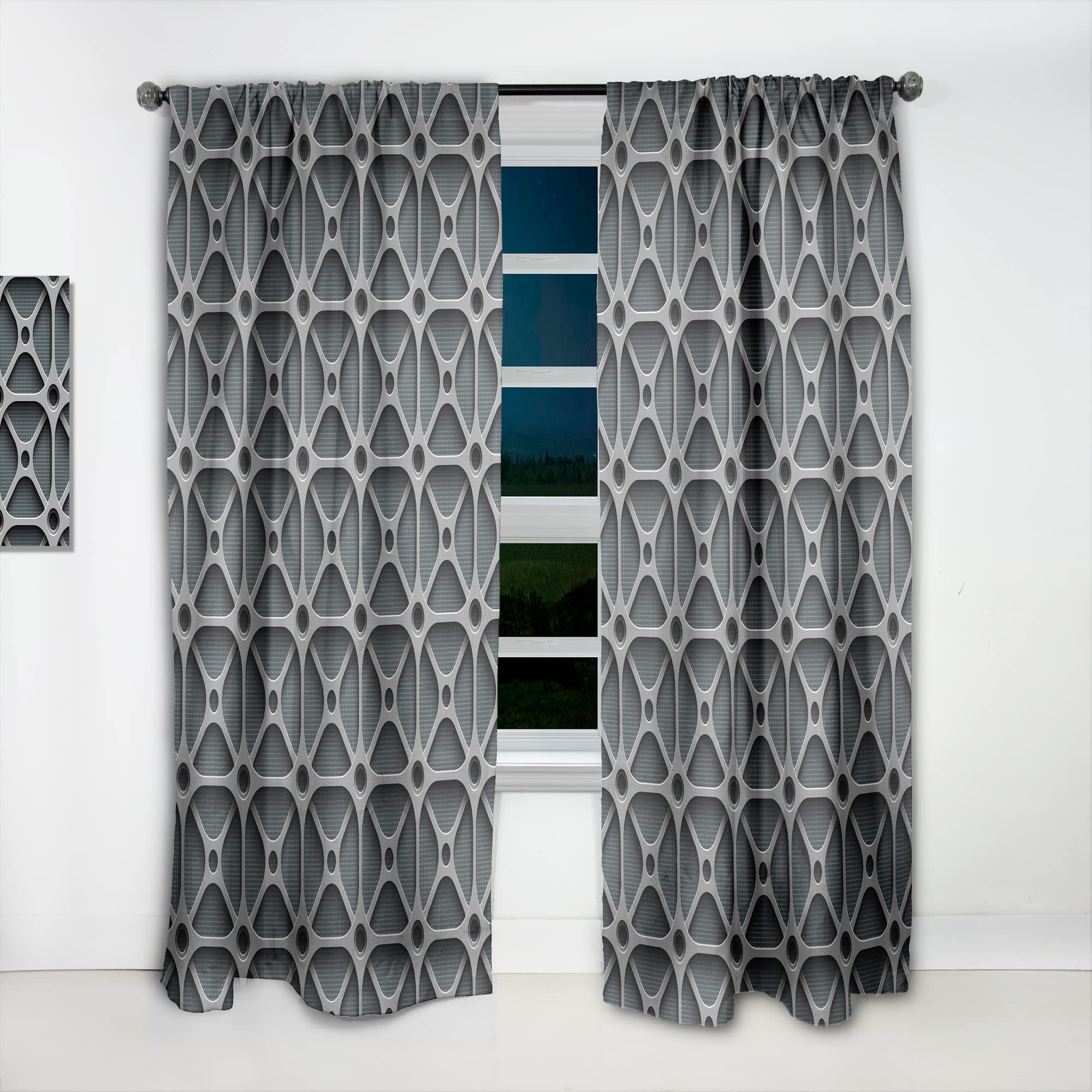 DesignQ 3D Abstract Technology Thermal Insulated Curtains - Single Panel 52x120 Inches for Bedroom & Living Room - Modern Window Drapes for Home Decor & Light Blocking