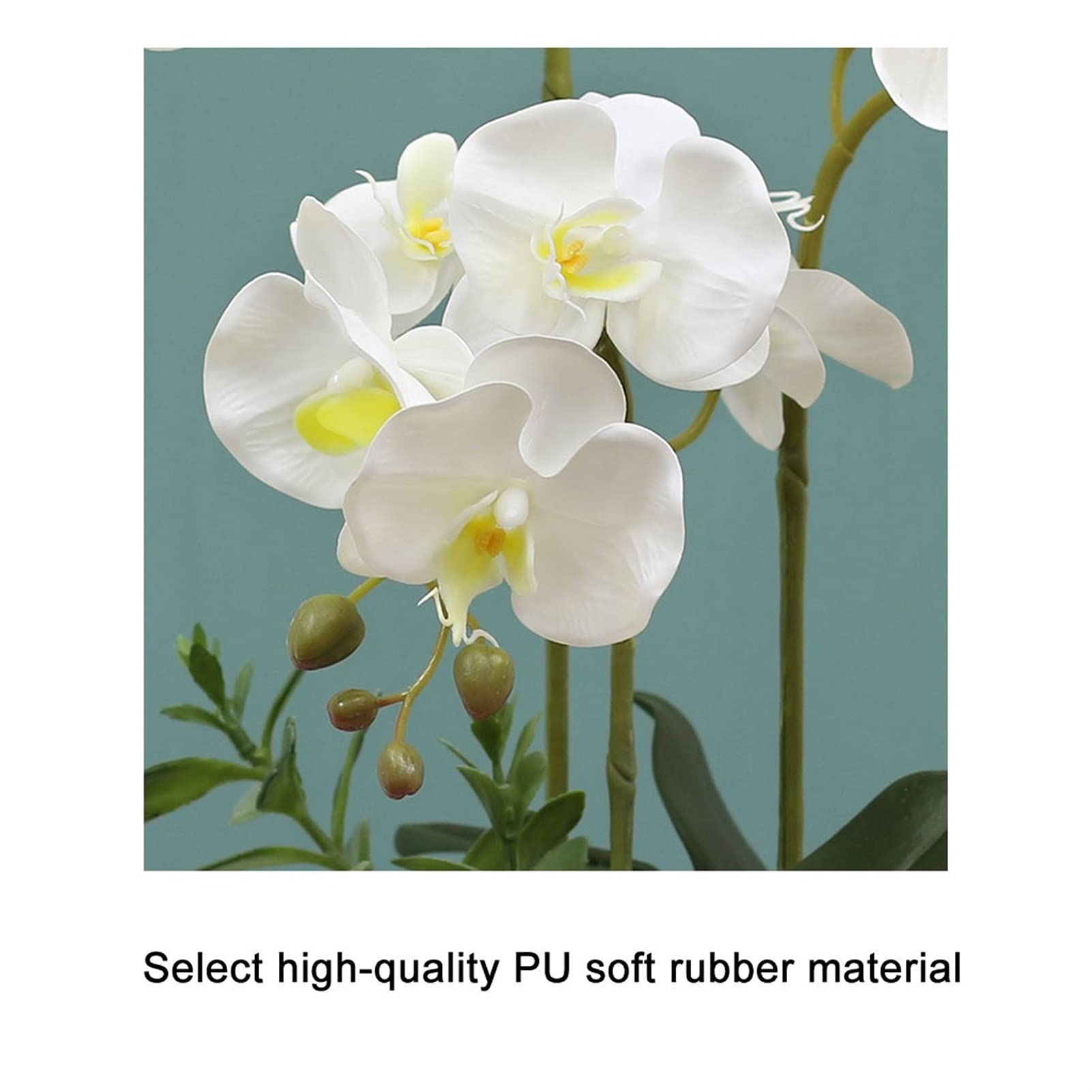 Artificial Phalaenopsis Orchid Flowers - Fake Bonsai Plant with Vase for Home Decor, Dining Table, Living Room & Bedroom | Yellow Silk Floral Arrangement | Perfect for Wedding Centerpieces, Office Decor & Gift Giving
