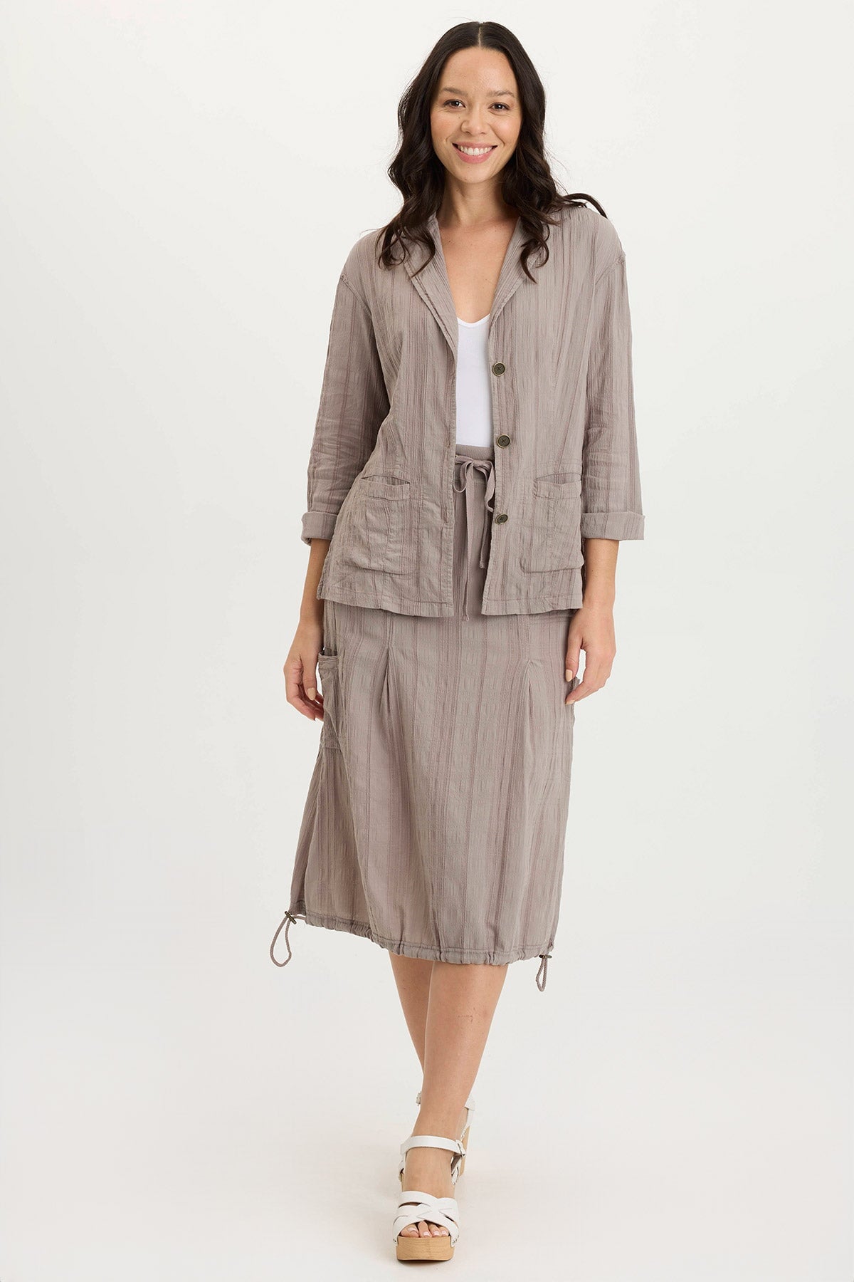 Aracelle Textured Gauze Cargo Bubble Hem Skirt - Women's Boho Chic Casual Skirt for Summer, Beach, and Festival Outfits