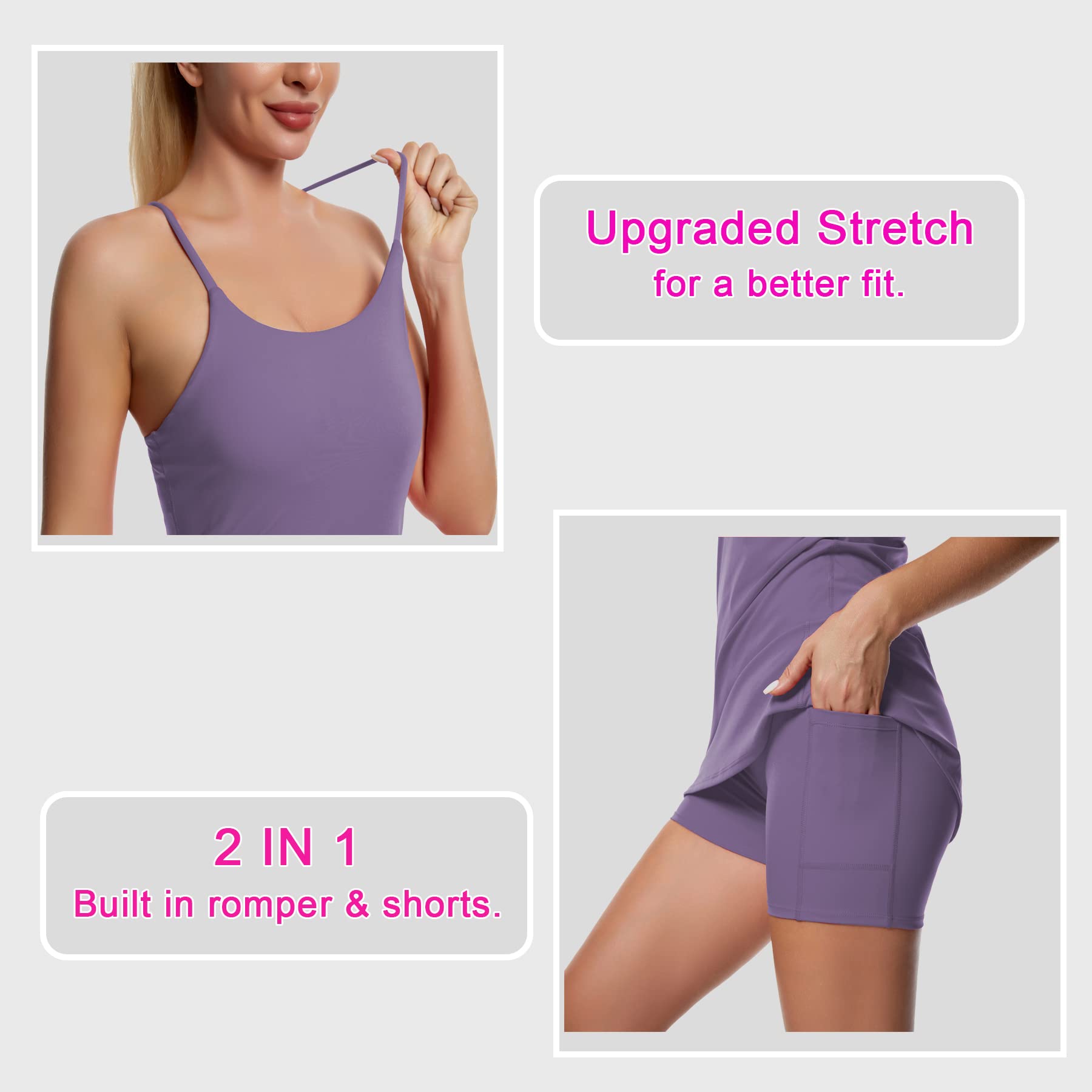 Women's Tennis Dress with Built-in Bra & Shorts Pocket - Sleeveless Workout Golf Dress for Athletic Performance | Perfect for Tennis, Golf, Gym & Outdoor Sports Activities