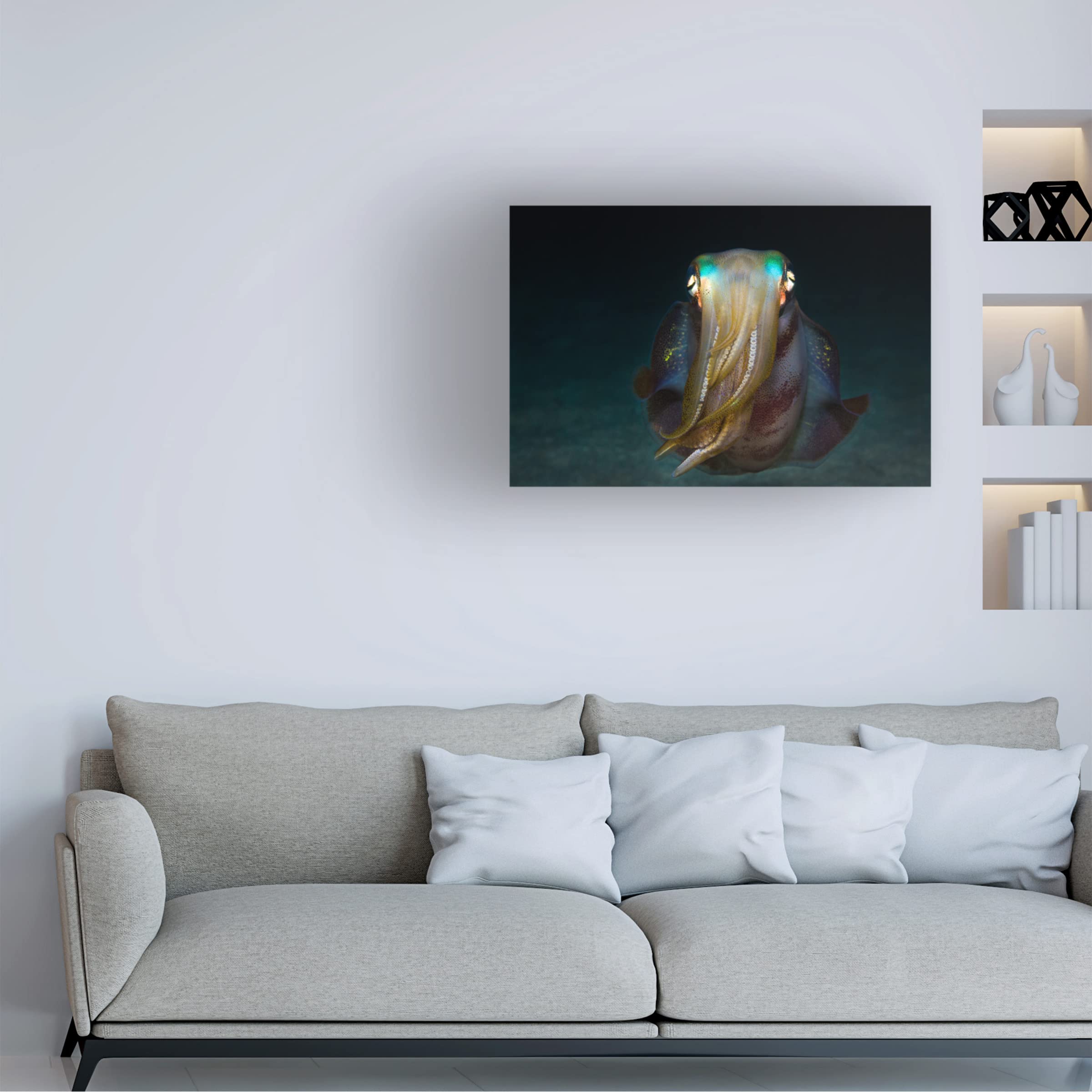 Anna Shvab 'Squid' Canvas Wall Art Print - Modern Ocean Themed Painting for Living Room, Bedroom & Office Decor