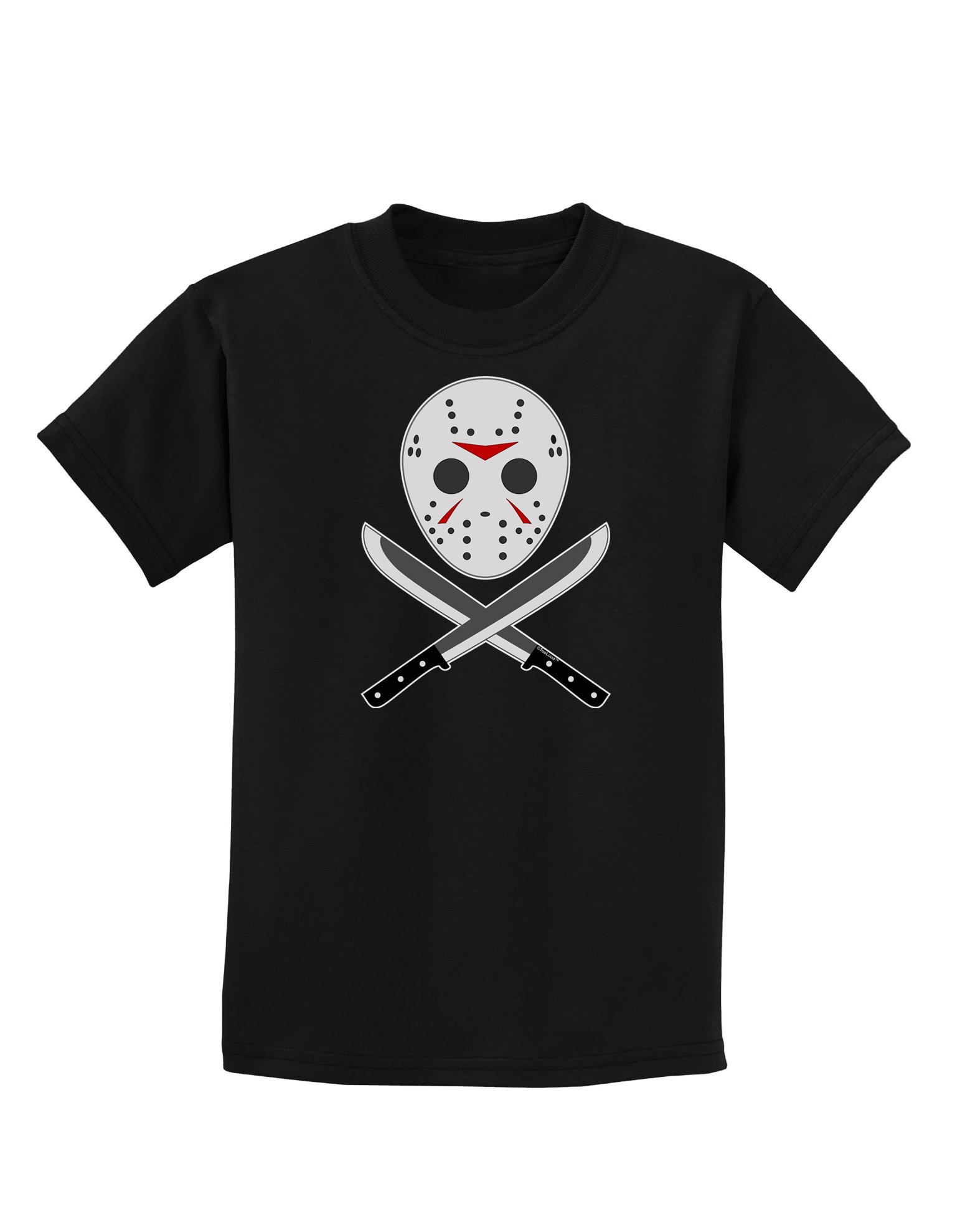 Scary Halloween Mask with Machete - Kids' Dark Horror T-Shirt for Costume Parties & Trick or Treating