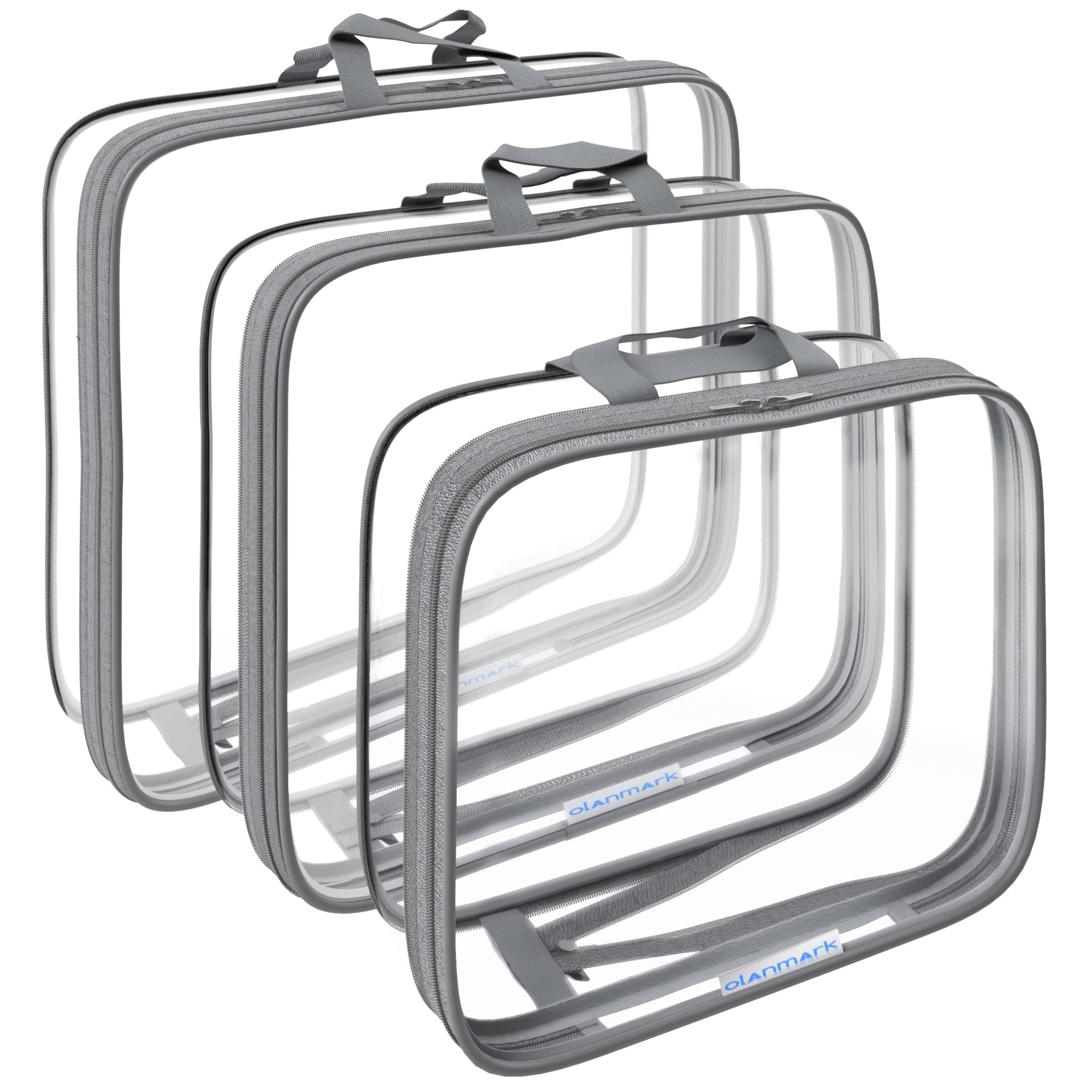 Clear Compression Packing Cubes 3-Piece Set - Travel Organizer Bags for Luggage & Suitcases - Space Saving Grey Packing Cubes - Perfect for Business Trips, Vacations & Weekend Getaways