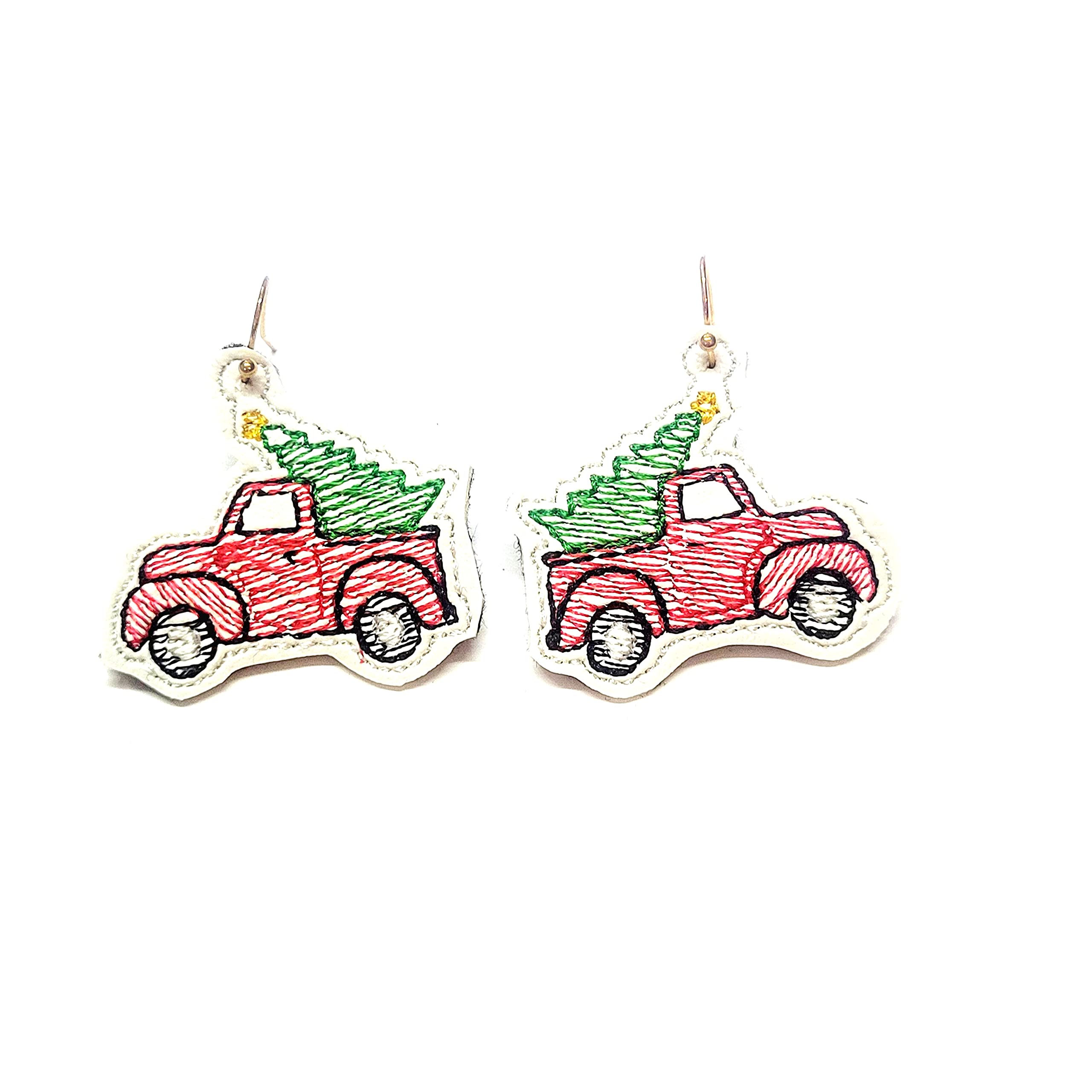 Festive Red Christmas Truck Stud Earrings for Women - Holiday Jewelry Gift for Christmas Party & Winter Outfits