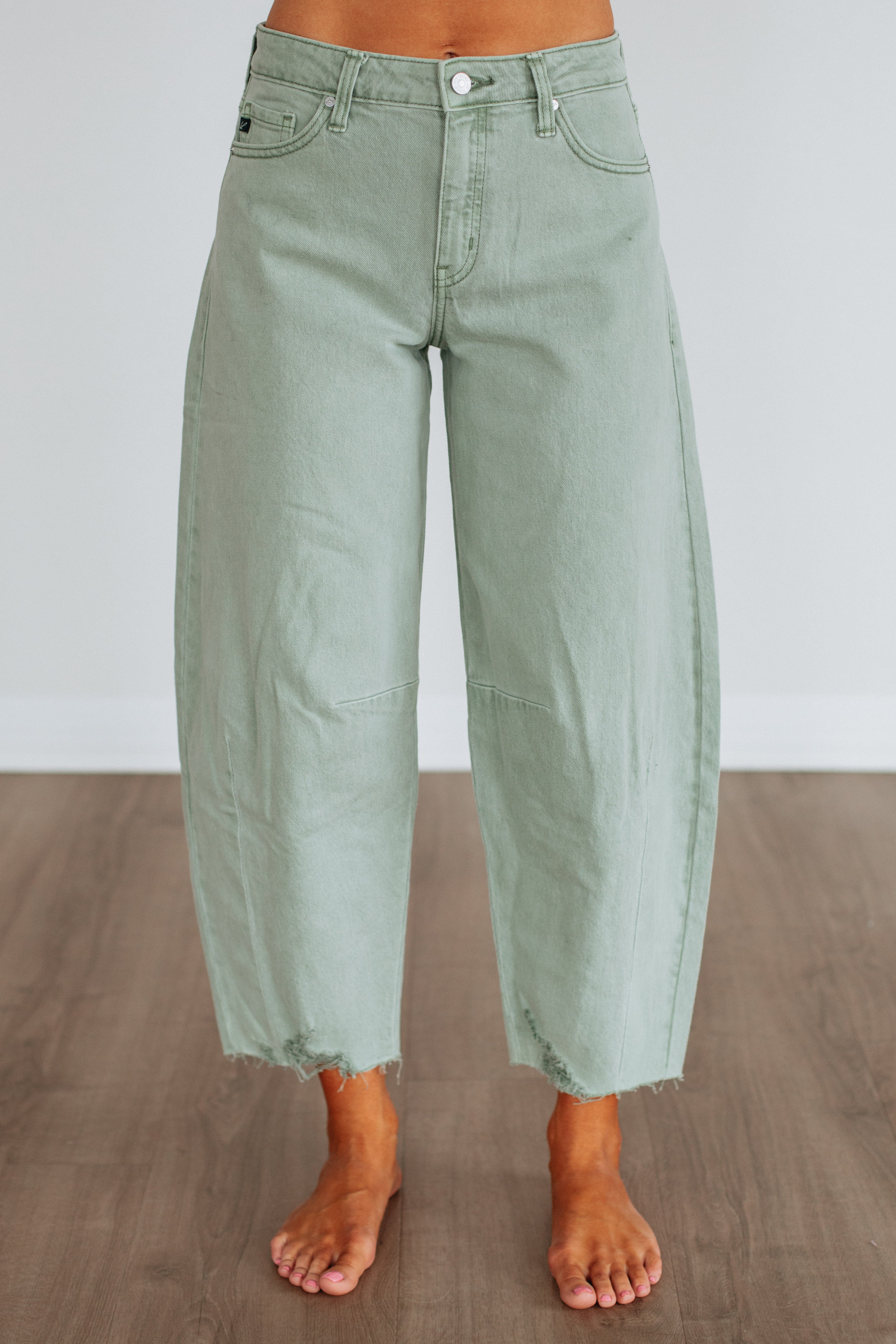 Milah KanCan High Waist Flare Jeans for Women - Sage Green Vintage Denim Pants | Perfect for Casual Wear, Date Nights & 70s Retro Style Outfits