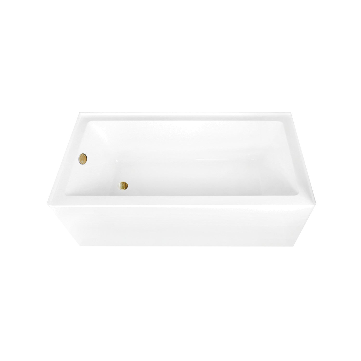 Aqua Eden 66-Inch Acrylic Rectangular 3-Wall Alcove Bathtub - Left Hand Drain, Glossy White with Brushed Brass Trim - Perfect for Modern Bathroom Renovations and Spa-Like Retreats
