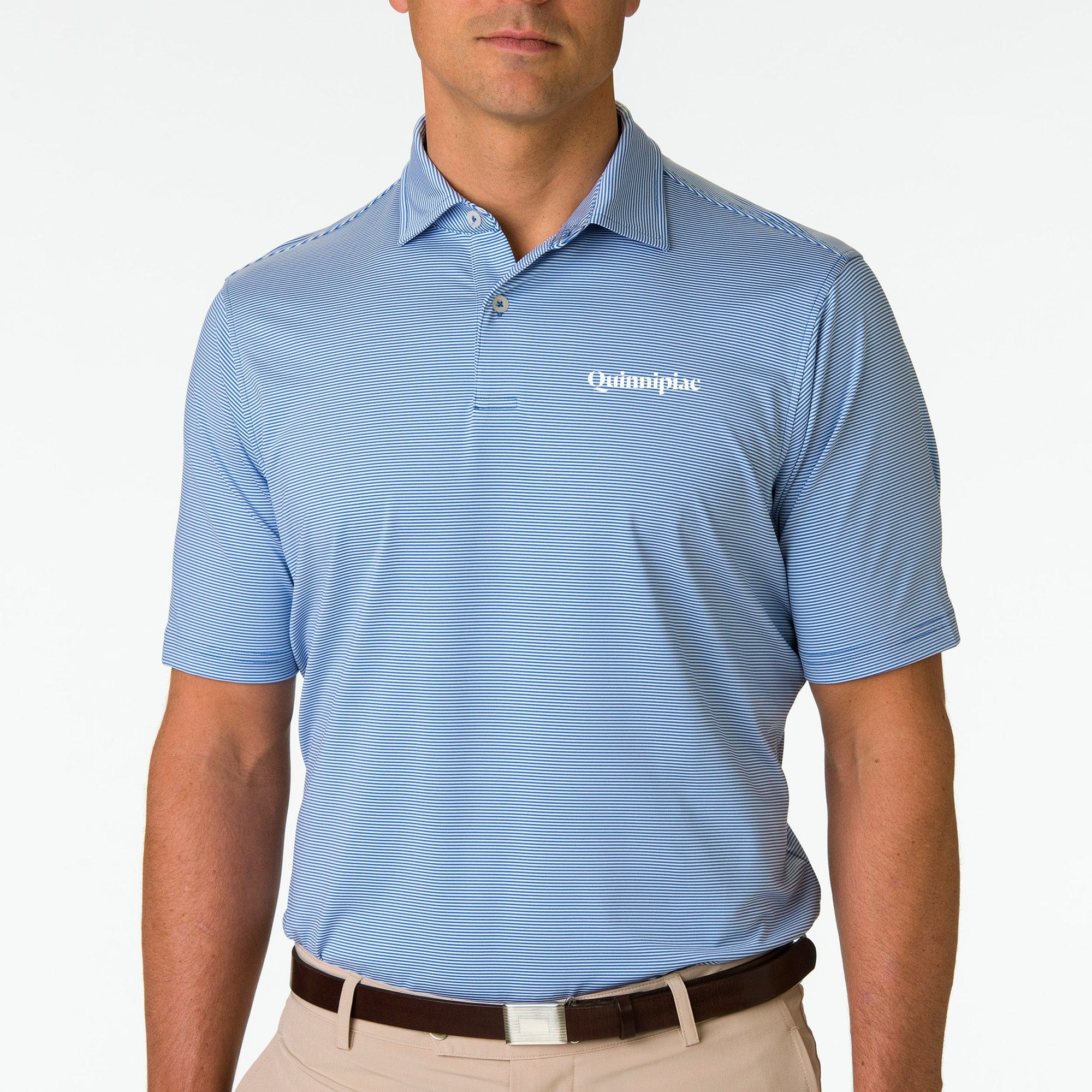 Quinnipiac University USA Mini Stripe Jersey Polo Shirt - Men's Collegiate Style Cotton Comfort Fit - Perfect for Game Day, Campus Wear & Casual Outfits