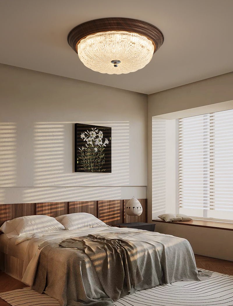 Celestia Modern Walnut Wood Ceiling Light Fixture - Elegant Dining Room & Bedroom Lighting for Home Decor