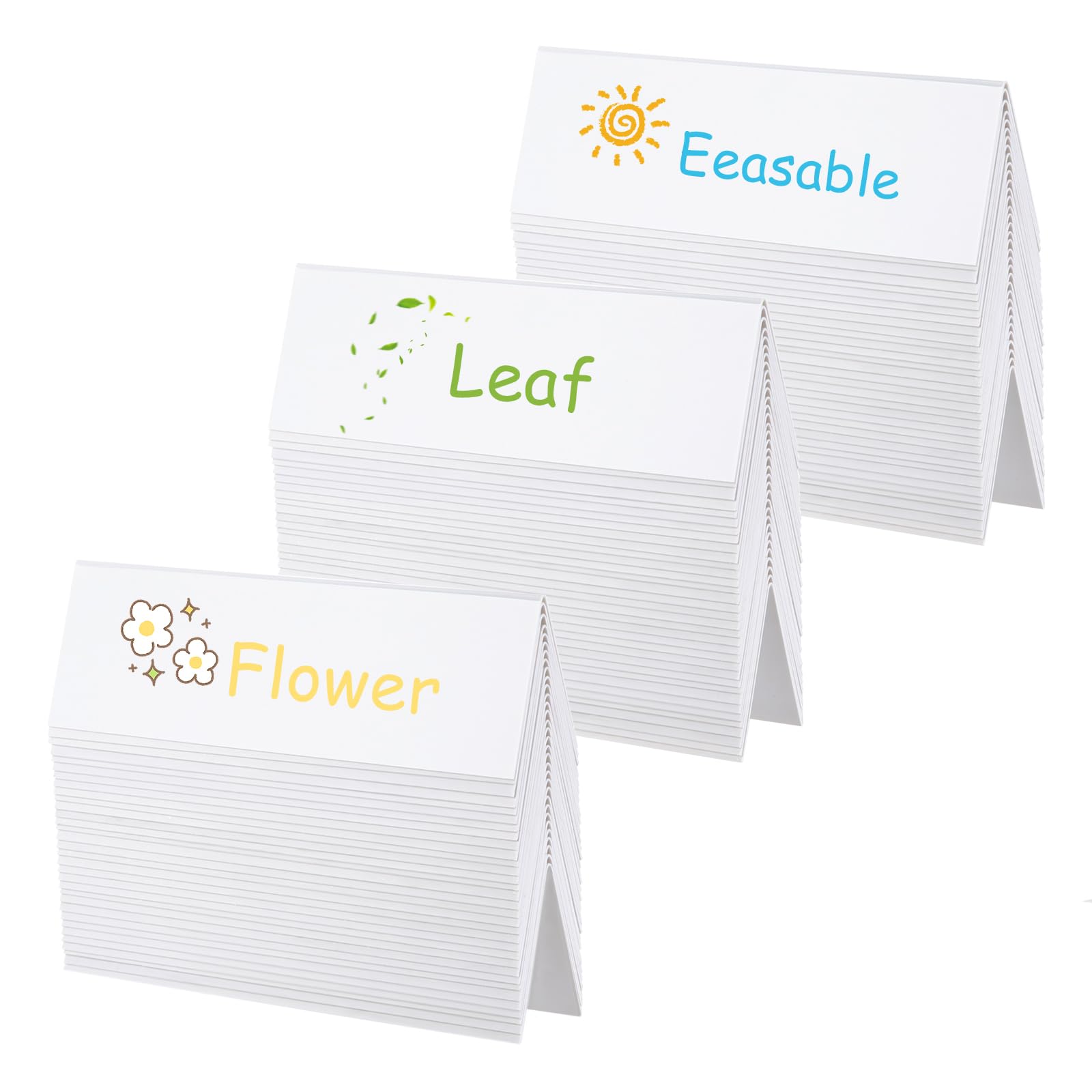 DYNAMI 100 Pack Reusable Acrylic Porcelain Whiteboard Name Tent Cards - 8.7