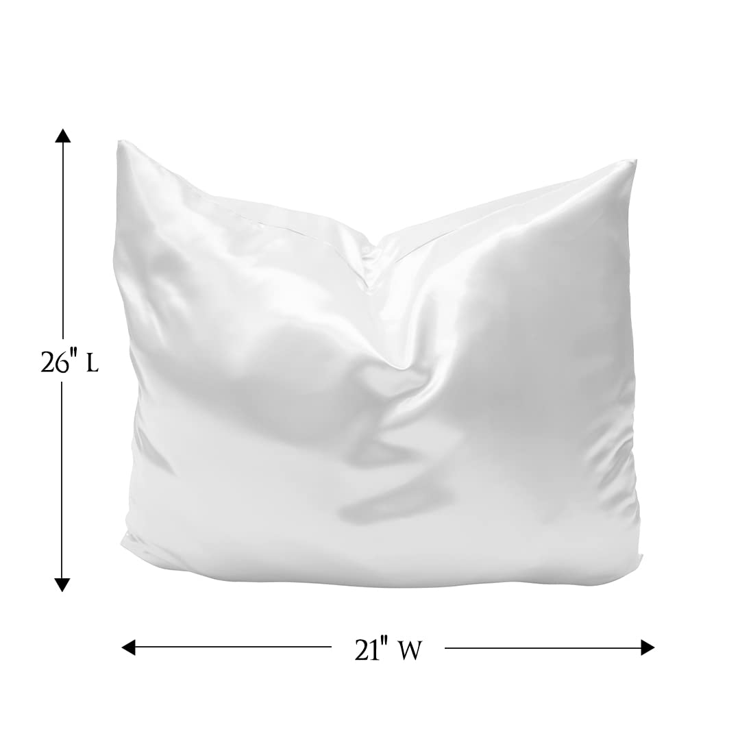 Premium Satin Pillowcase Set of 2 with Hidden Zipper - Standard & Queen Size (20x26/20x30 inches) - Soft White Luxury Pillow Cover for Hair & Skin Care - Perfect for Bedroom, Hotel, Travel & Gift Giving