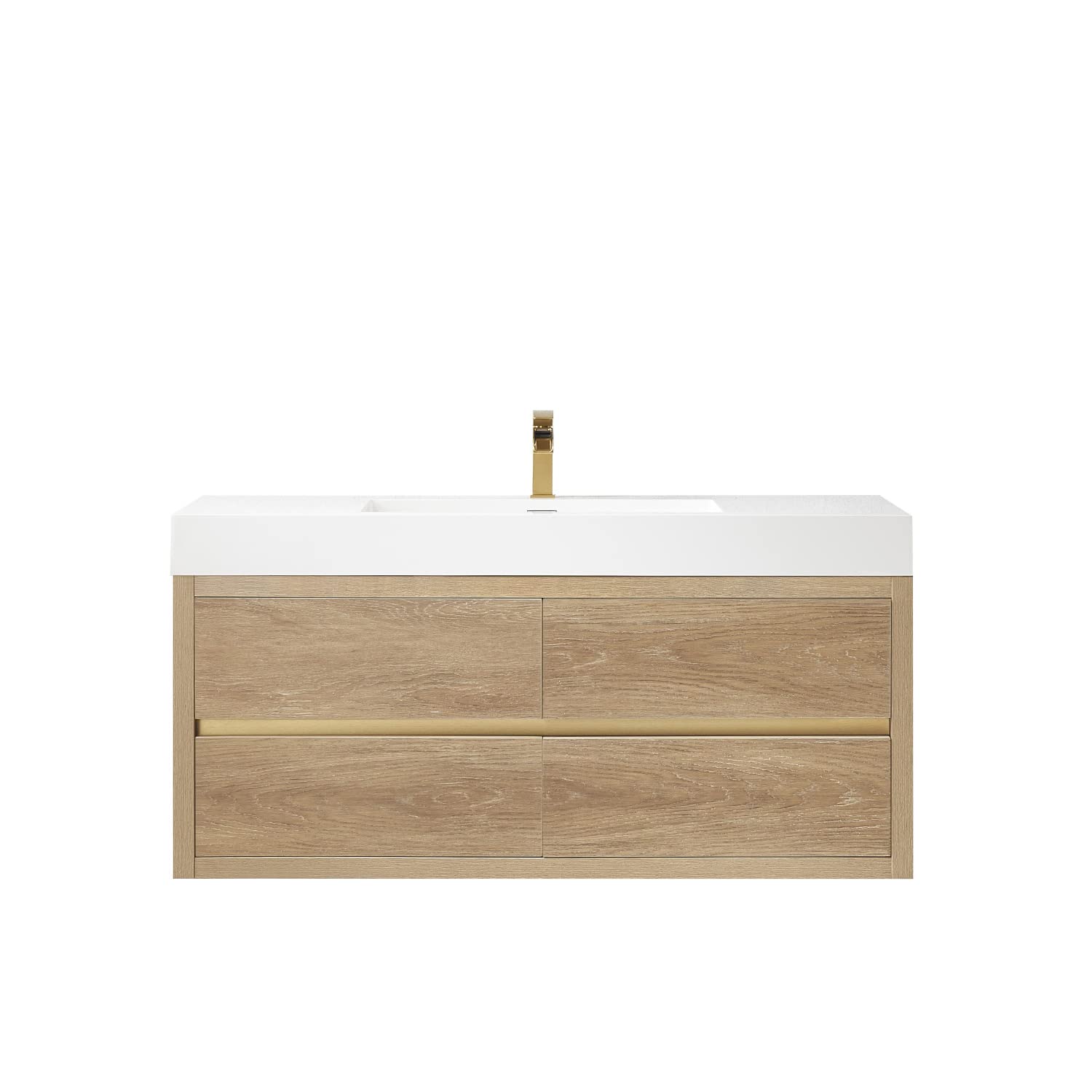 VINNOVA Palencia Bathroom Vanity with Sink - Solid North American Oak Wood - Modern Bathroom Furniture for Home Renovation & Luxury Bathroom Design