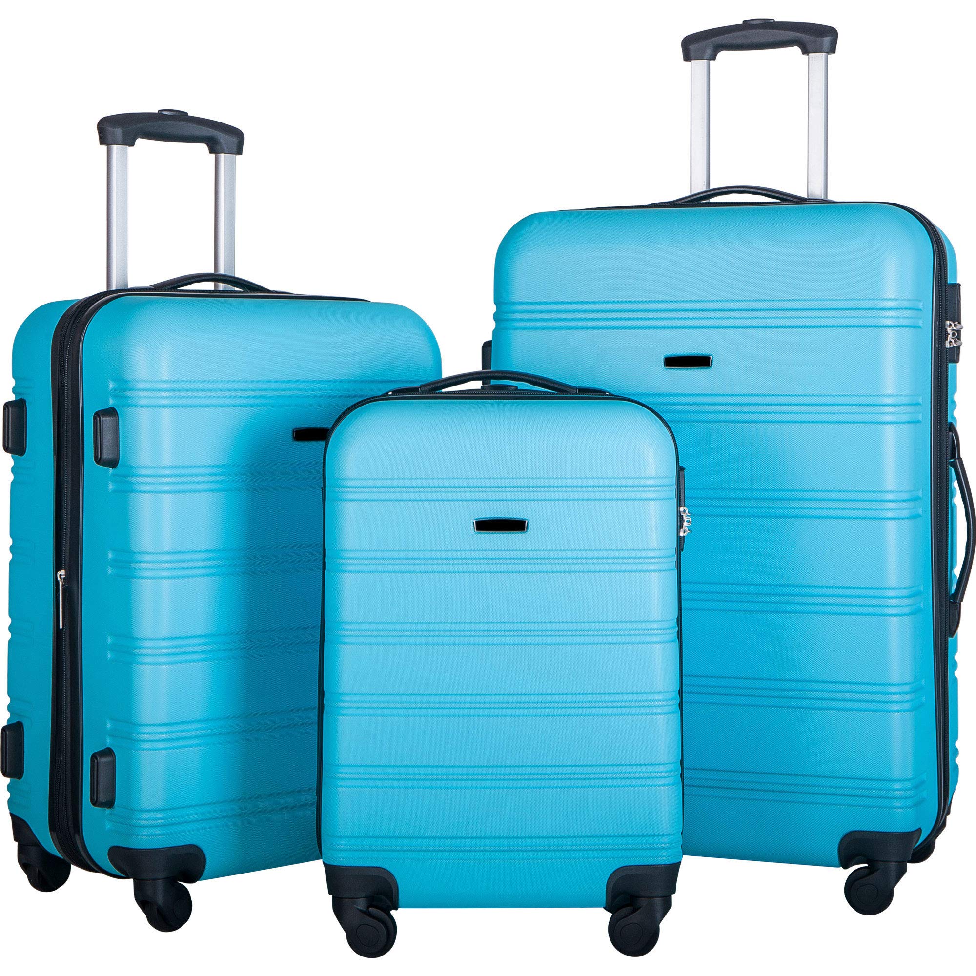3-Piece Lightweight ABS Hardshell Luggage Set with TSA Lock - Blue (20/24/28 Inch) Spinner Suitcases for Travel, Business Trips & Family Vacations