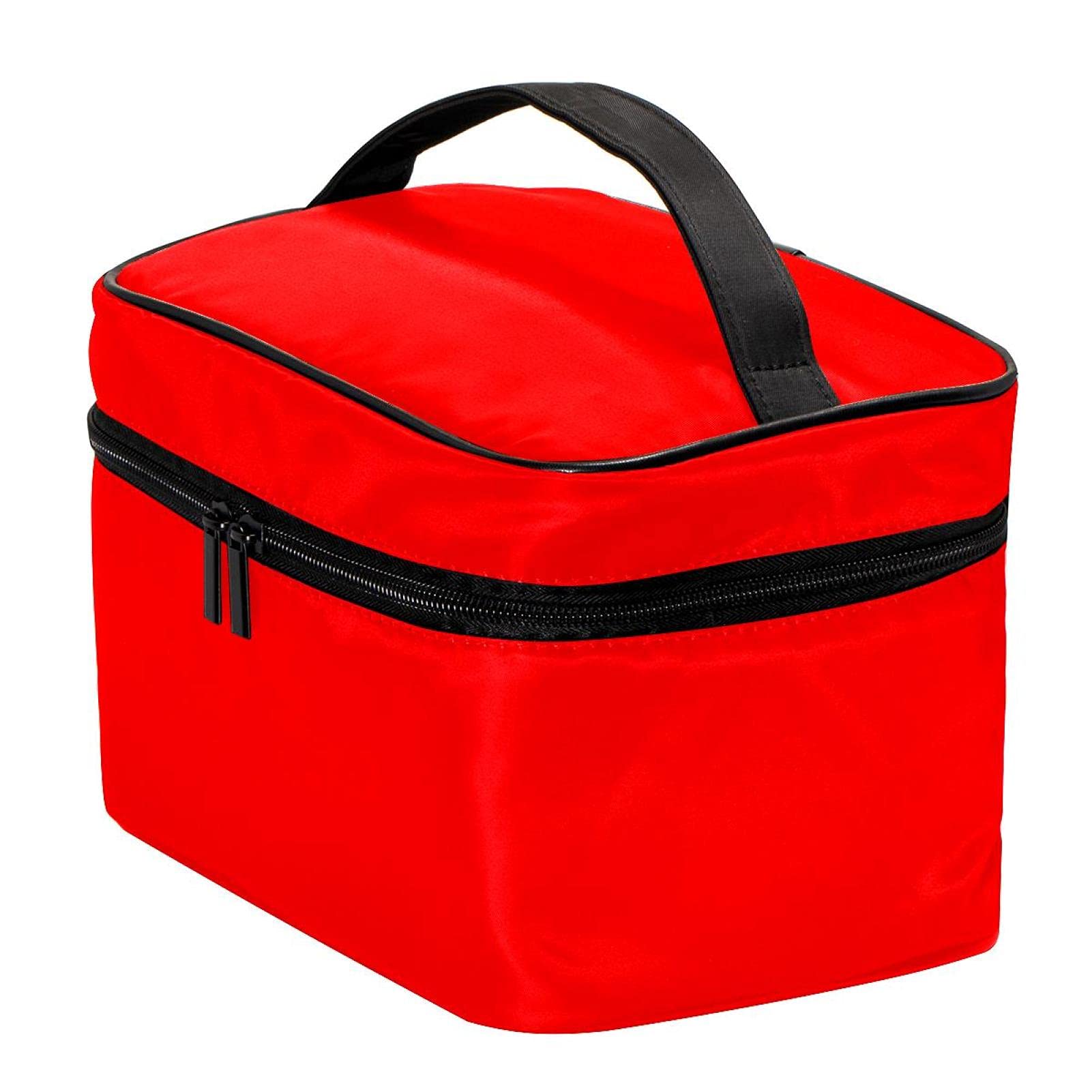 Red Travel Makeup Bag Large Cosmetic Organizer with Zipper - Waterproof Toiletry Case for Women & Girls | Perfect for Vacation, Gym, Business Trips & Daily Essentials Storage