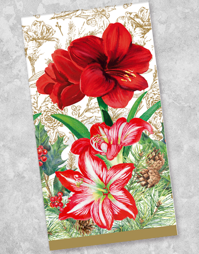 Amaryllis Ambrosia Guest Towel Napkins - 40 Count Floral Embossed Paper Napkins for Parties, Weddings & Special Occasions - Elegant Disposable Dinner Napkins for Home Decor & Table Setting