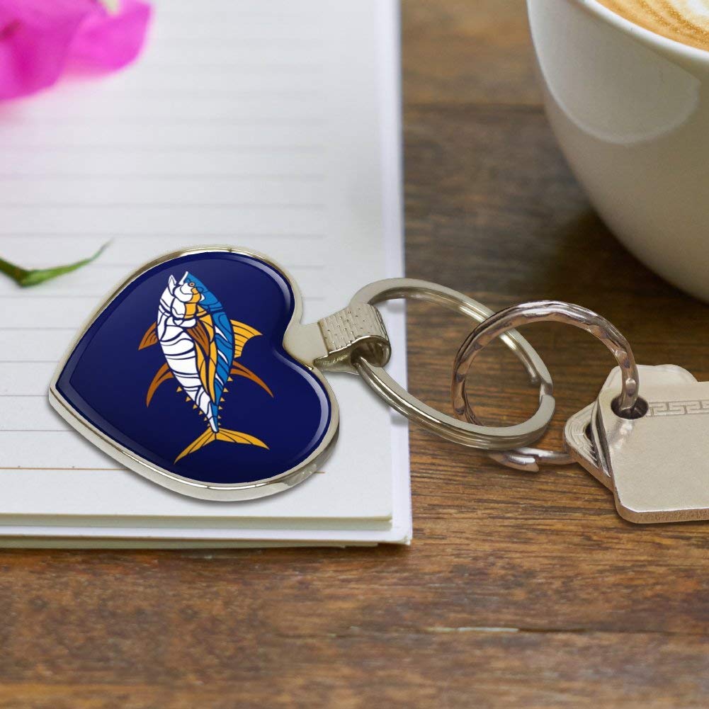 Stylish Tuna Fish Design Heart-Shaped Metal Keychain - Perfect for Gifts, Key Rings & Everyday Carry Accessories