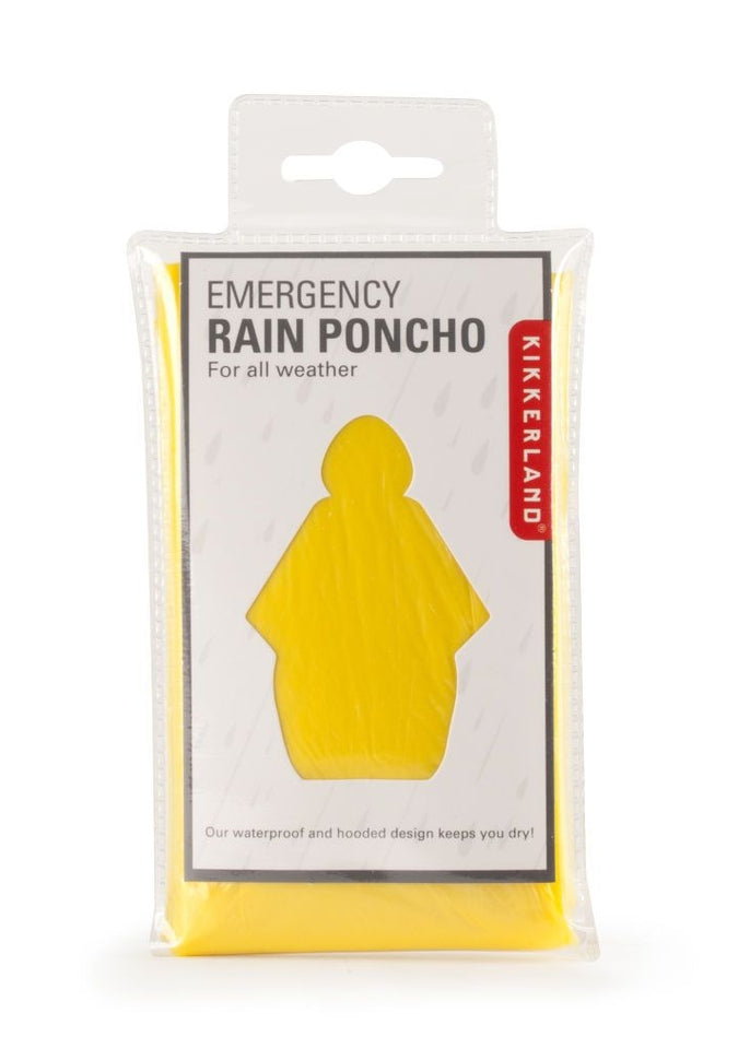 Kikkerland Emergency Rain Poncho - Waterproof & Compact Disposable Raincoat for Outdoor Activities, Hiking, Camping, Travel & Emergency Preparedness