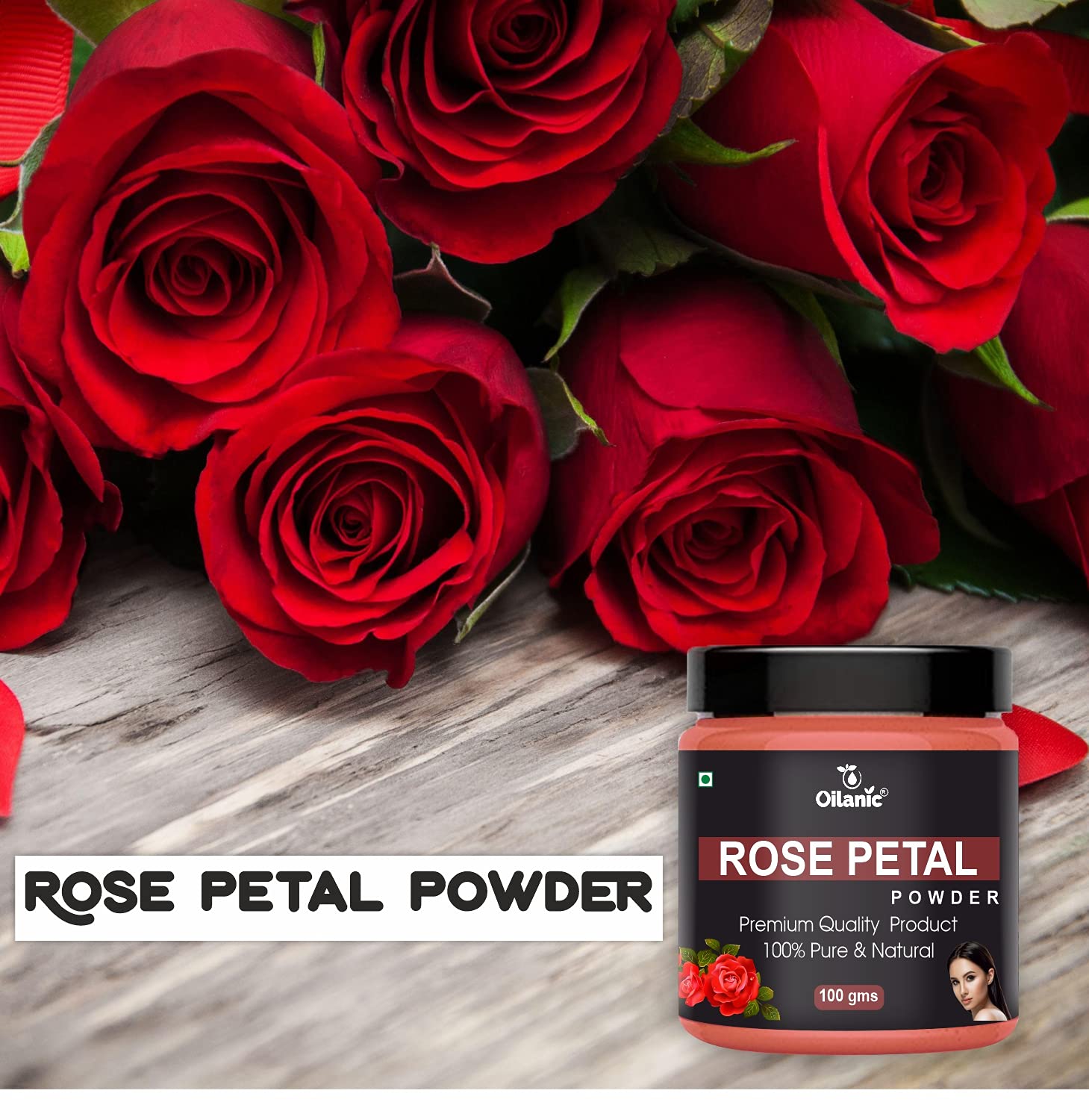 Oilanic 100% Pure Natural Rose Petal Powder for Skin & Hair Care - 2 Jars (200g) | DIY Face Masks, Hair Treatments & Aromatherapy