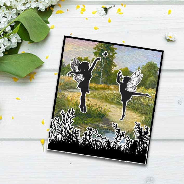 Spring Fairy Butterfly Elves Clear Stamps & Die Cuts Set for Card Making - Floral Embossing Stencil Template DIY Scrapbooking, Photo Album & Craft Decoration | Perfect for Handmade Greeting Cards, Wedding Invitations & Paper Craft Projects