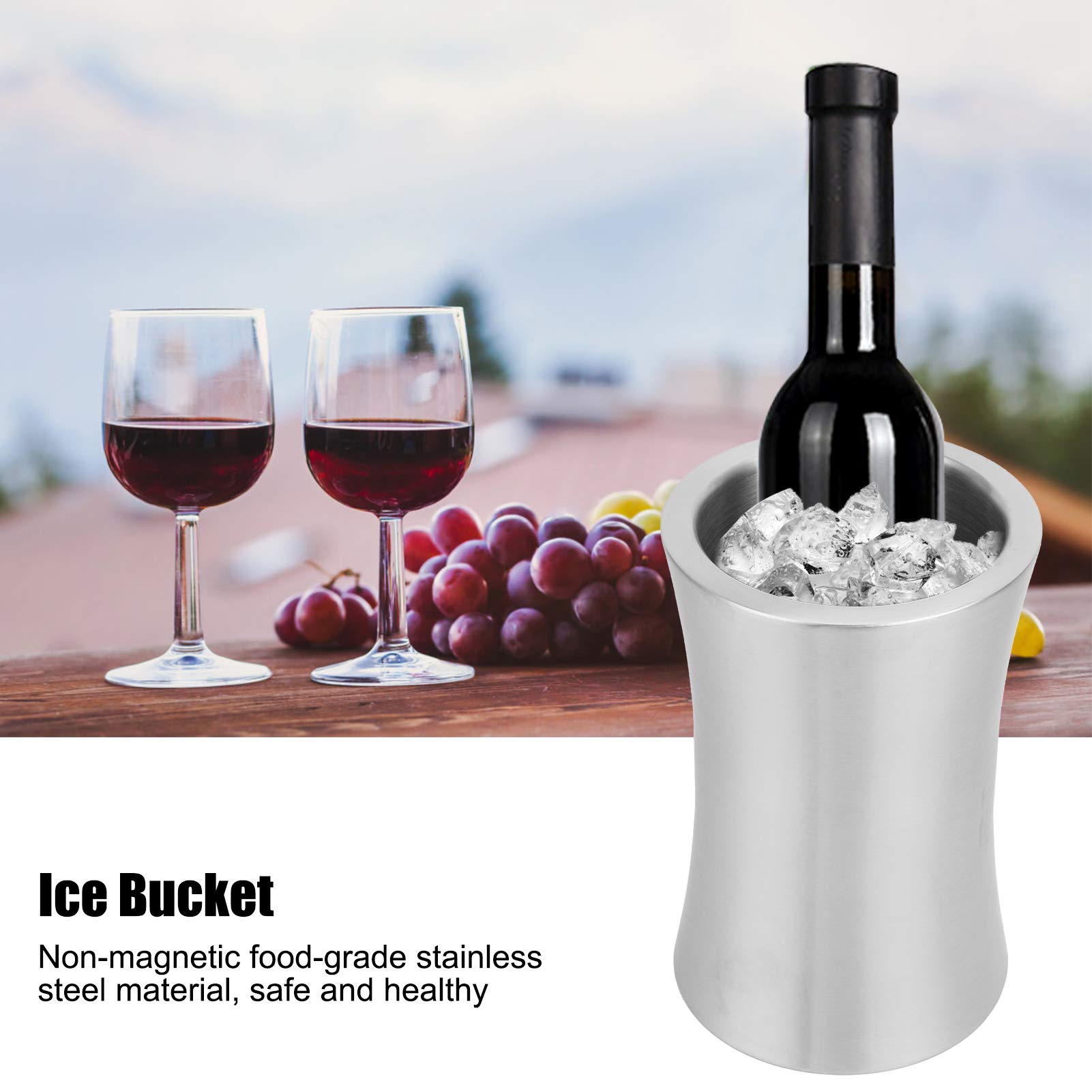 Premium Stainless Steel Champagne Bucket - Double Wall Insulated Ice Bucket for Wine & Drinks - Elegant Bar Accessory for Restaurants, Home Parties & Outdoor Gatherings