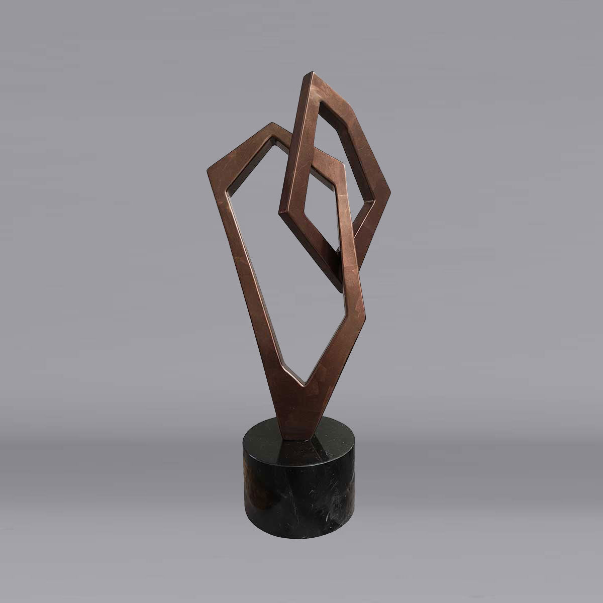 Geometric Bronze Aluminum Sculpture - 19 Inch Modern Art Decor for Home, Office & Garden | Perfect for Living Room, Patio & Gift Giving