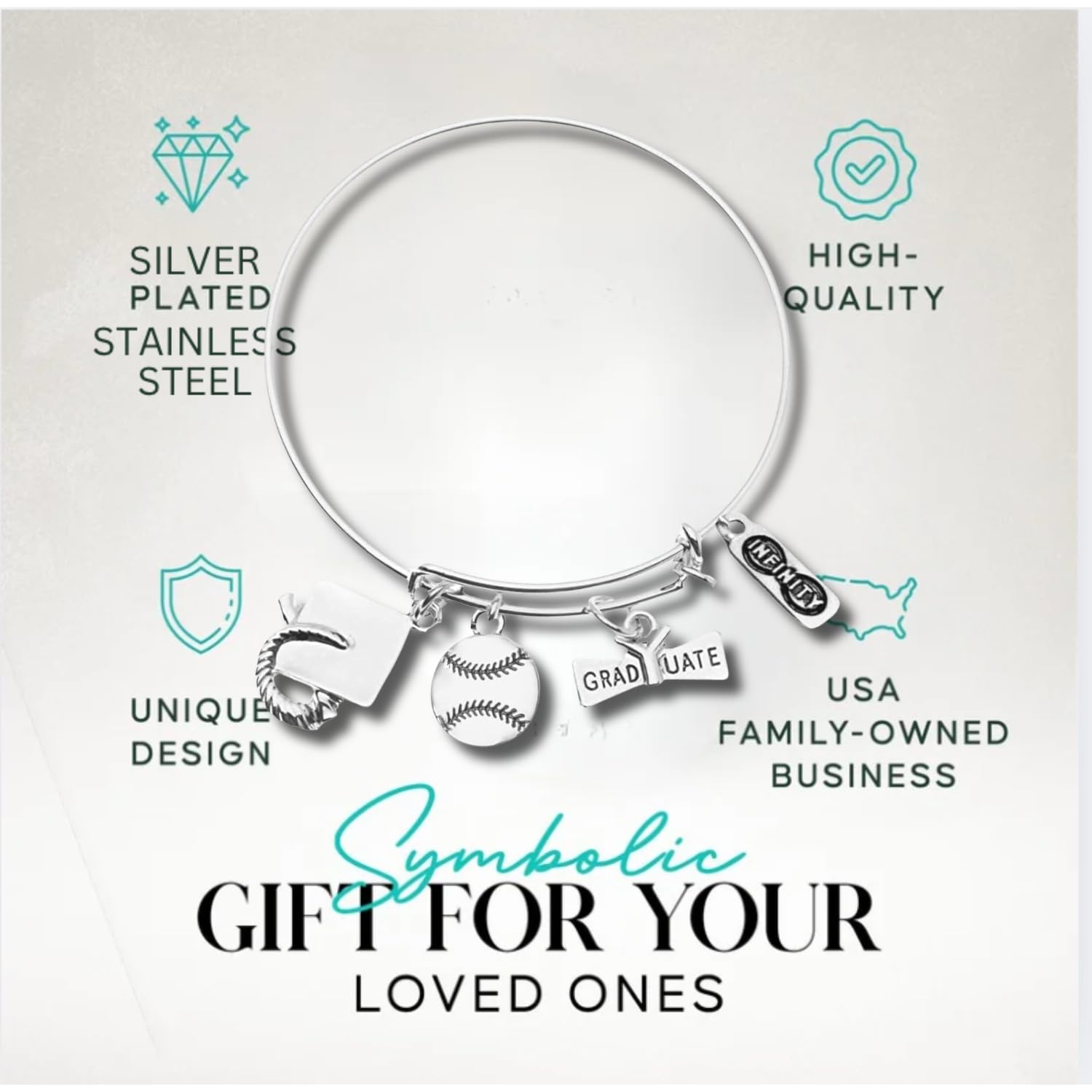 2025 Softball Graduation Bangle Bracelet - 