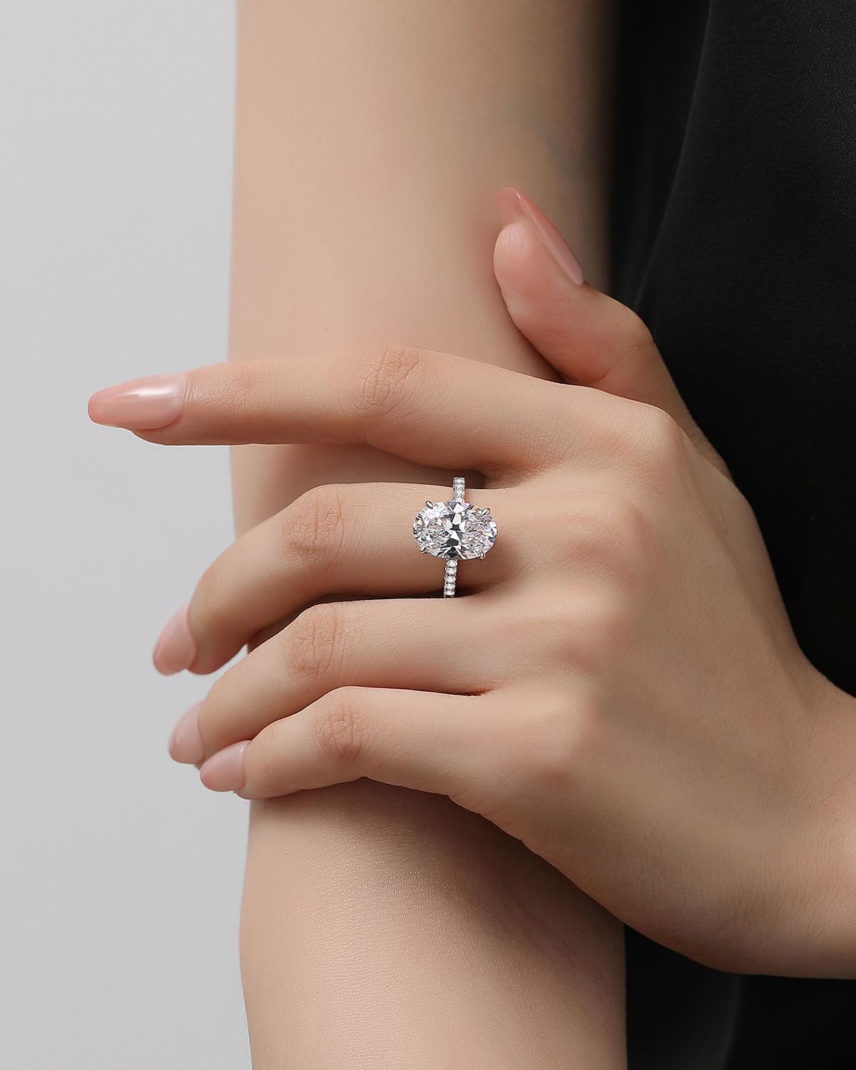 1.5/5.5CT Oval Cut Simulated Diamond Engagement Ring for Women - 925 Sterling Silver 18K Gold Plated Promise Ring - Perfect for Proposals, Anniversaries & Special Occasions