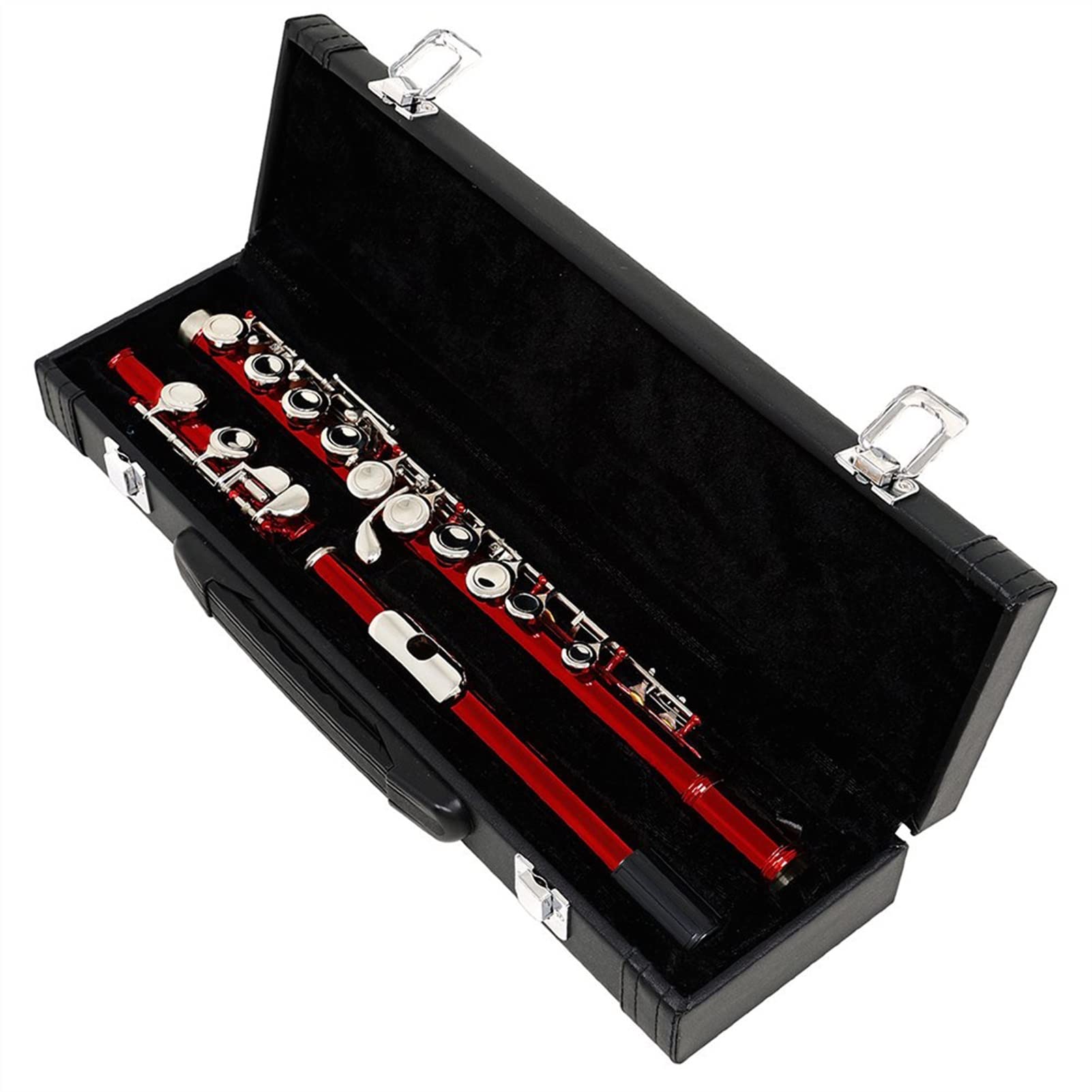 Professional 16-Hole Red C Key Flute with Silver-Nickel Keys - Concert Cupronickel Wind Instrument with Carrying Case - Perfect for Beginners, Students & Live Performances