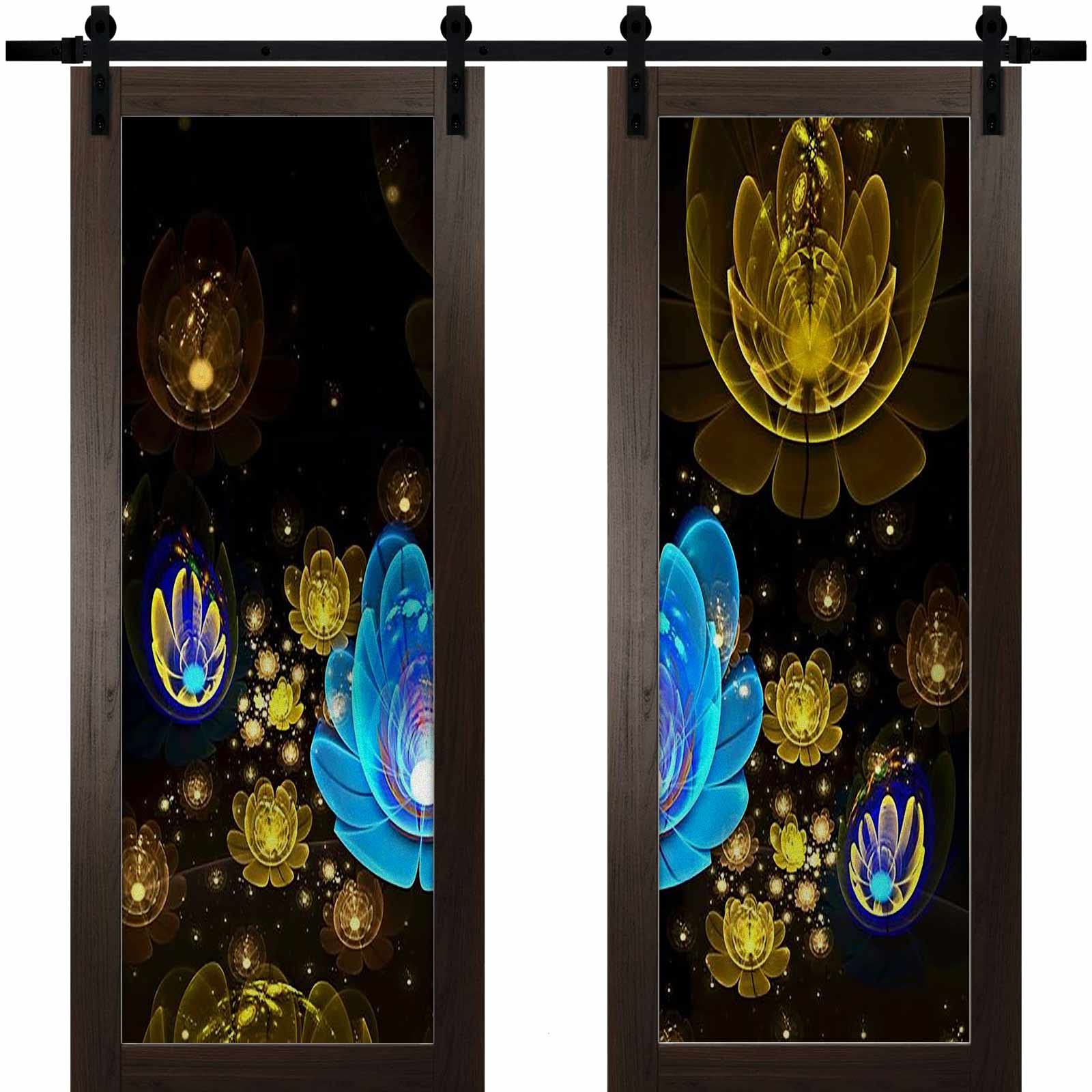 Abstract Flower Window Film for Glass Doors - Black Frosted Privacy Decal with Heat Insulation | Static Cling for Bathroom, Bedroom & Living Room | Enhance Privacy & Style in Home & Office Spaces