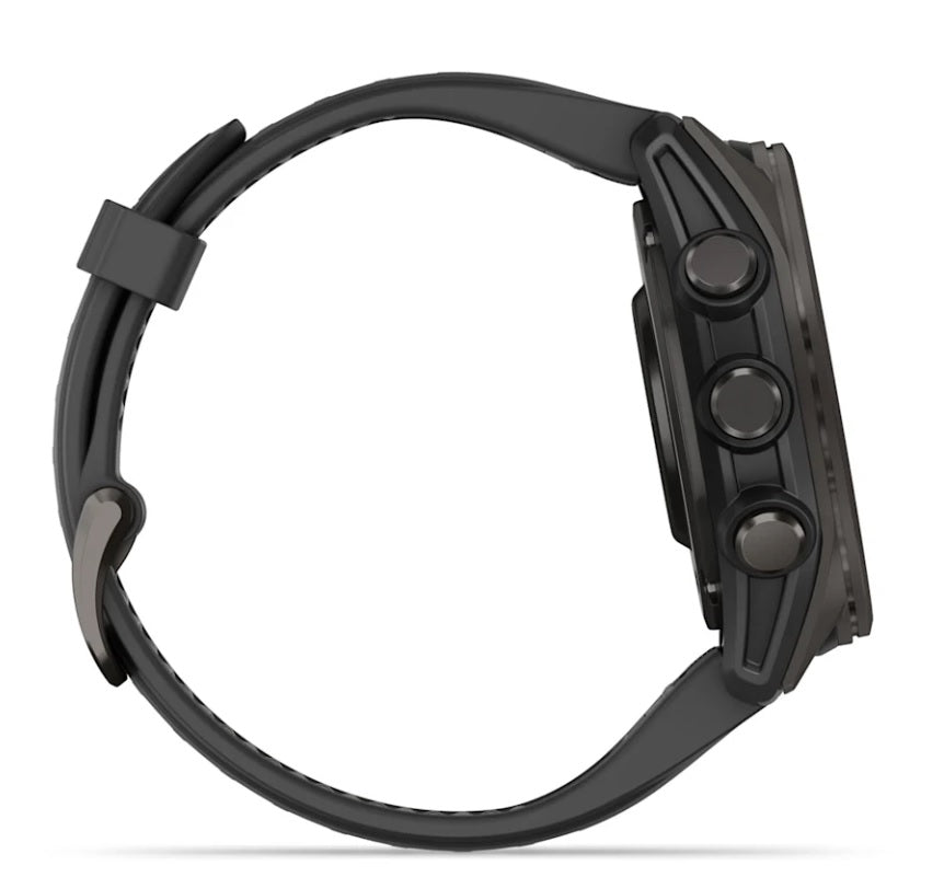 Garmin fenix 8 GPS Smartwatch 43mm Sapphire Carbon Gray DLC Titanium with Black/Pebble Gray Silicone Band - Outdoor Sports, Hiking & Fitness Tracking