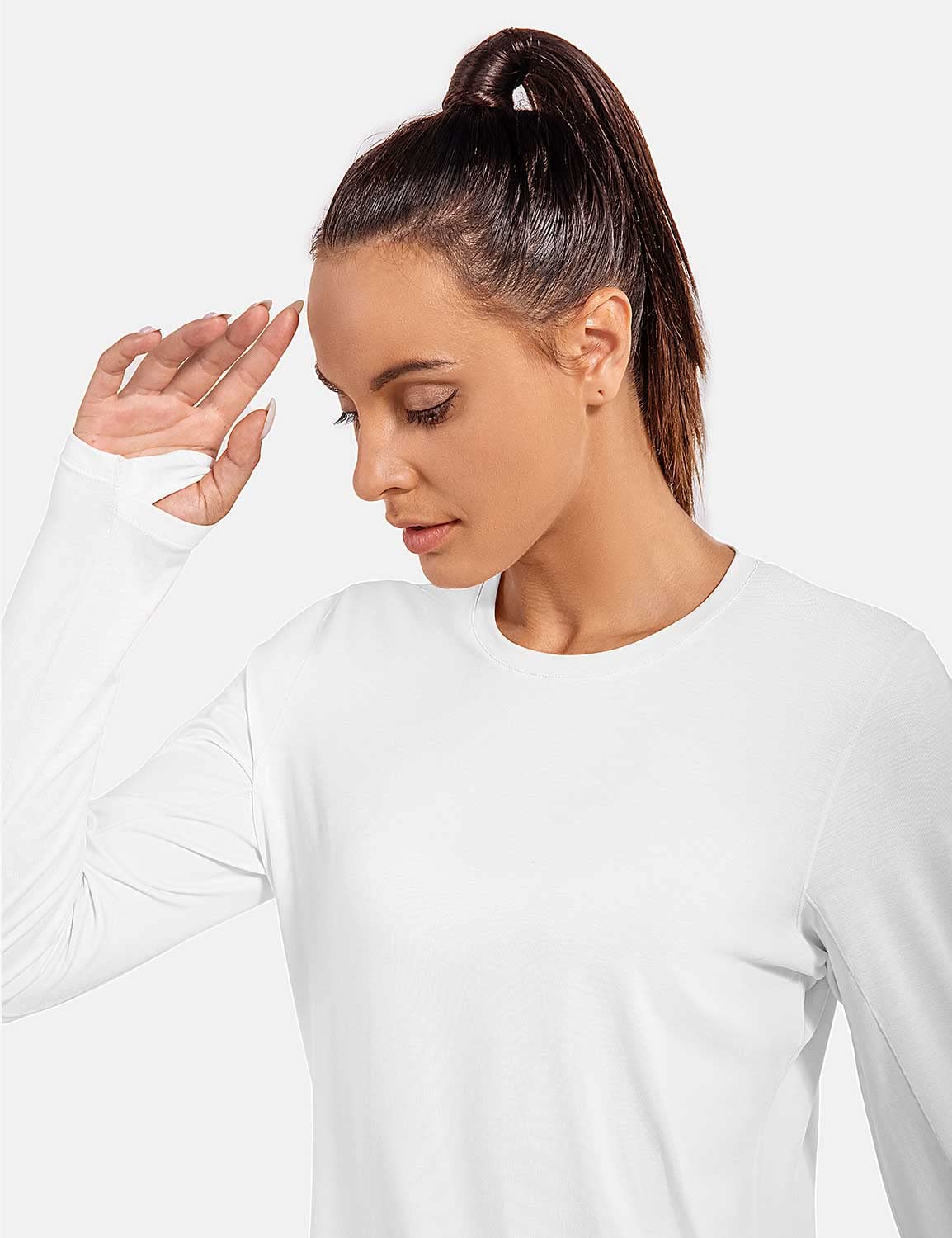 Baleaf Women's Long Sleeve Workout Shirts - Loose Fit Active Tops for Running, Gym & Exercise with Thumb Holes | Breathable Yoga & Training Tees for Women's Fitness & Outdoor Activities