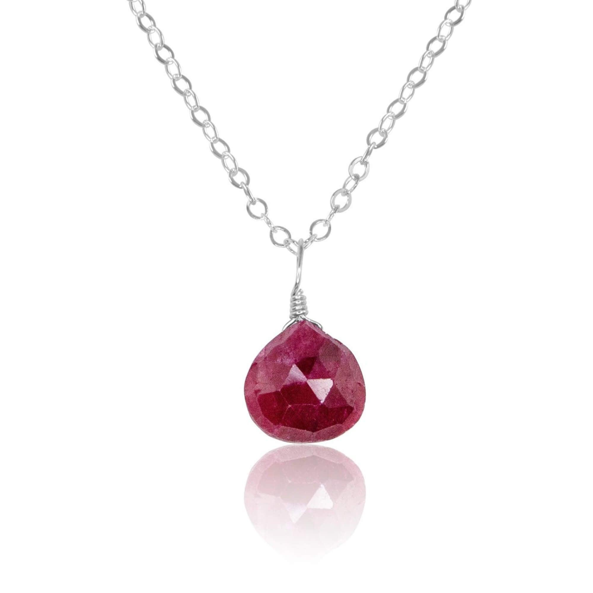 Elegant Tiny Ruby Teardrop Crystal Pendant Necklace - Perfect for Valentine's Day Gifts, Anniversary Presents & Special Occasions