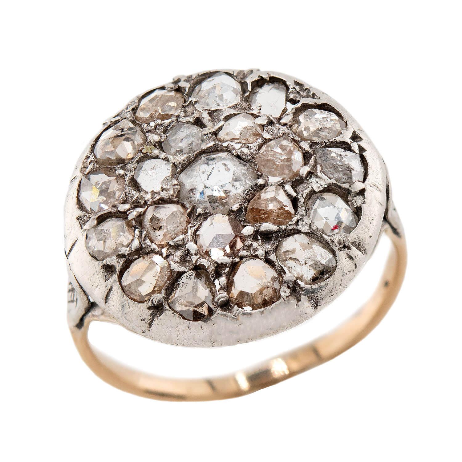 Victorian Style 14K Gold & Sterling Silver Diamond Cluster Ring for Women - Elegant Vintage Jewelry for Weddings, Anniversaries & Special Occasions