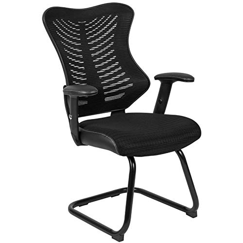 Scranton & Co Black Mesh Sled Base Office Chair - Ergonomic Modern Desk Chair for Home Office, Gaming & Workspace Comfort