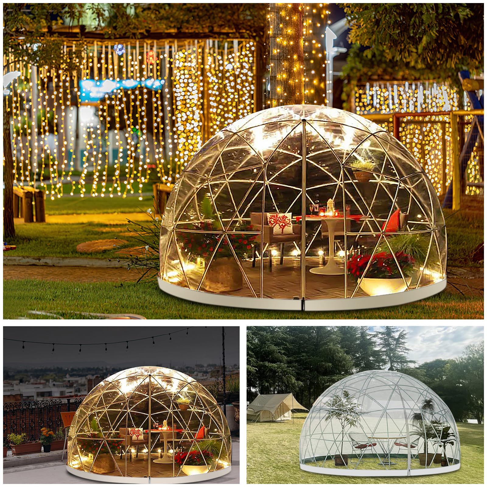 12x7.2FT Clear PVC Bubble Tent Dome for 4-8 People - Waterproof Outdoor Garden Igloo Greenhouse with Windows | Perfect for Camping, Parties, Christmas Decorations & Backyard Relaxation