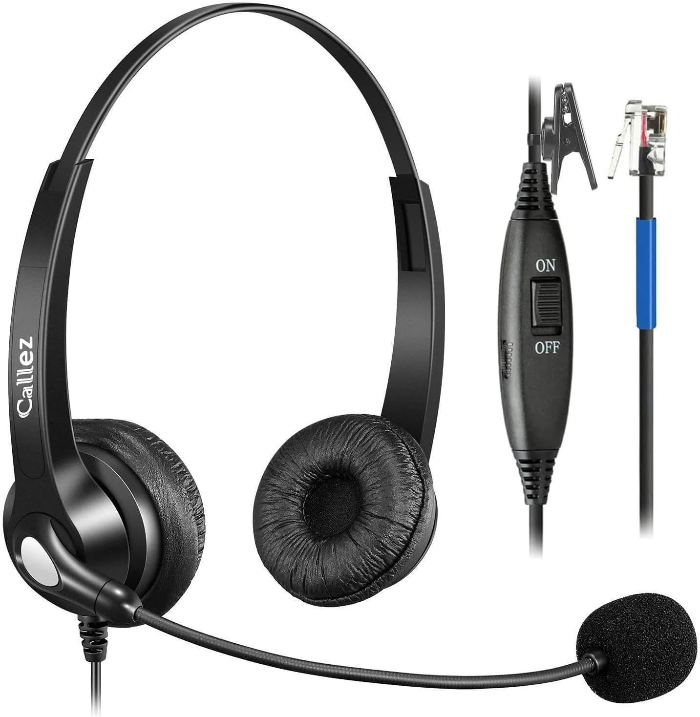 Noise Cancelling Cisco Headset with Mute Switch - Dual RJ9 Corded Telephone Headset for Cisco IP Phones 6941 6851 6945 7821 7841 7861 7942 7945 7962 7965 8811 8861 - Perfect for Call Centers, Office Communication & Remote Work