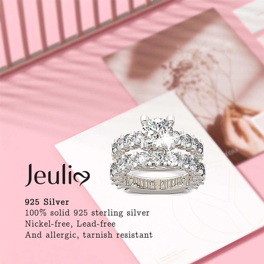 Jeulia 3.5 Carat Round Cut Sterling Silver Wedding Ring Set - White Diamond & Cubic Zirconia Engagement Ring for Women, Solitaire Bridal Jewelry Set - Perfect for Anniversary, Valentine’s Day Gift with Elegant Jewelry Box - Ideal for Proposals, Weddings, and Special Occasions