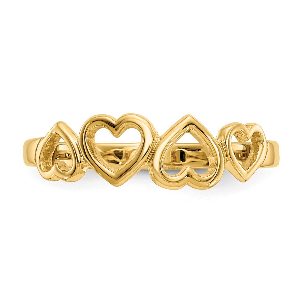 14K Solid Yellow Gold Heart Ring Band for Women - Elegant Valentine's Day Gift, Anniversary Jewelry, Romantic Proposal Accessory