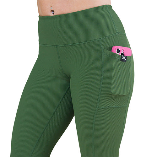 High Waist Ribbed Leggings for Women - Stretchy & Comfortable Hunter Green Yoga Pants - Perfect for Workouts, Lounge & Everyday Wear