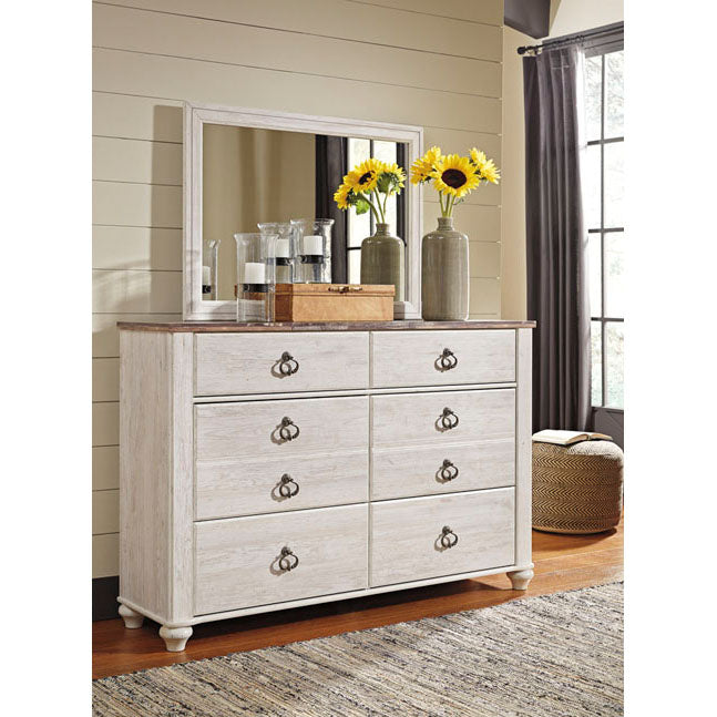 Urban Rustic White Wash Queen Bed Frame B267 | Modern Farmhouse Bedroom Furniture for Home Decor | Perfect for Master Bedroom, Guest Room & Airbnb Styling
