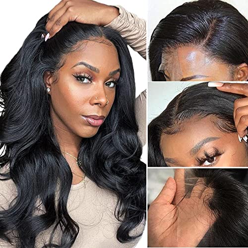 13x4 HD Lace Front Human Hair Wig - 16 Inch Body Wave Pre Plucked with Baby Hair 180 Density | Natural Looking Lace Closure Wigs for Black Women | Perfect for Daily Wear, Parties & Special Occasions