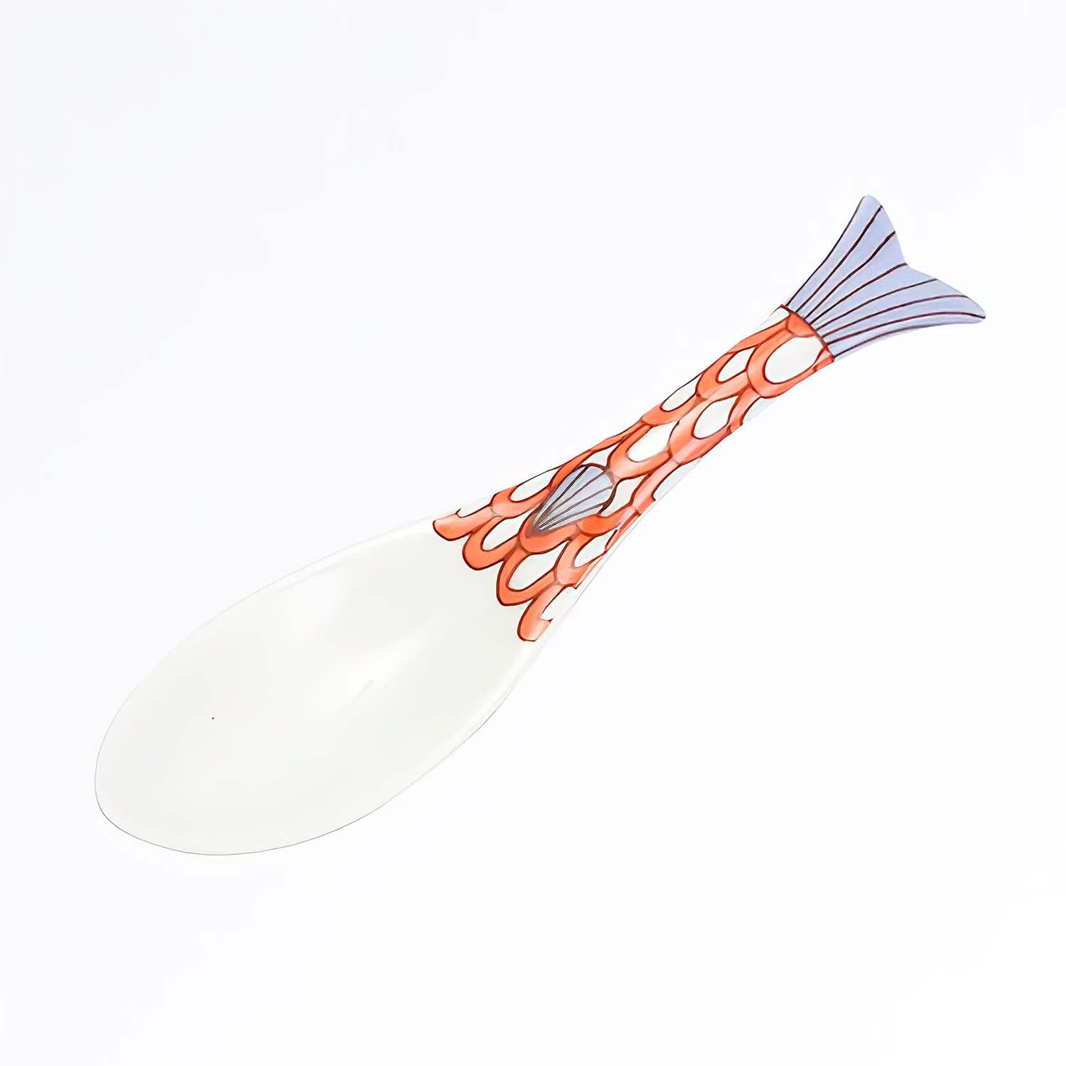 Premium Harekutani Porcelain Fish Renge Spoon - Handcrafted Japanese Tea Ceremony Spoon, Perfect for Matcha, Sugar, Spices & Home Decor